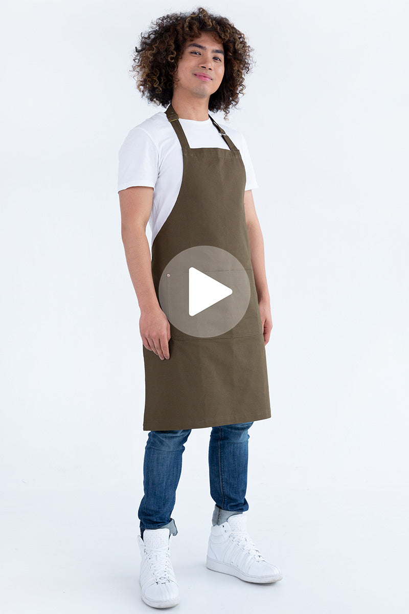 Aussie Chef Oska Bib Apron - Olive Green