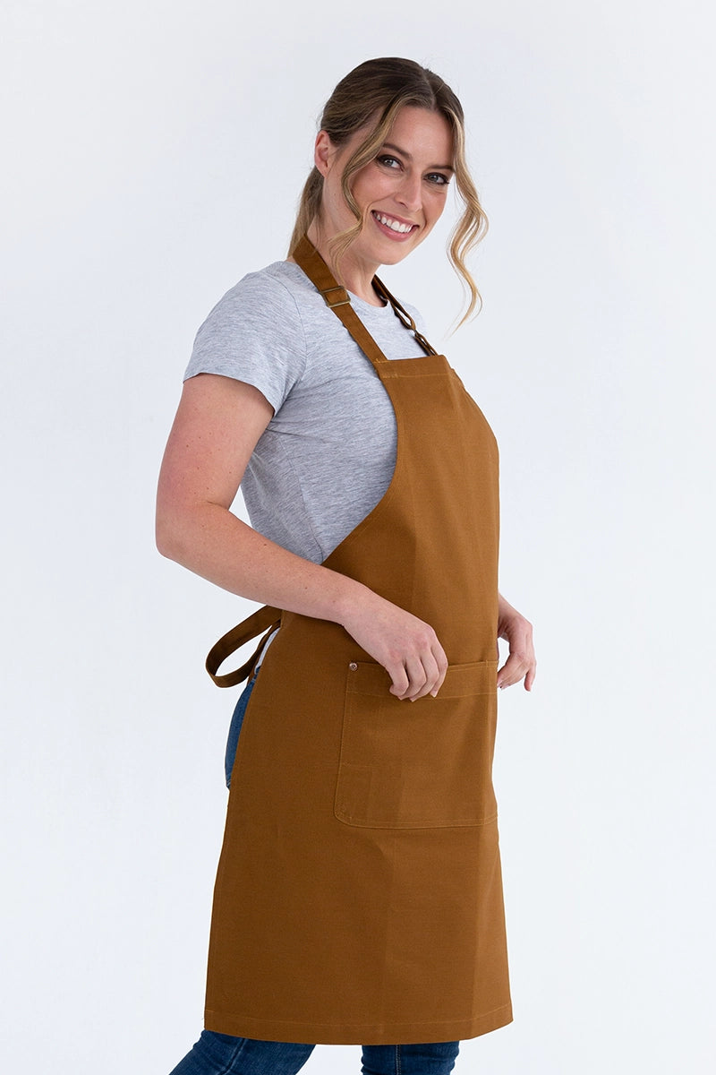 Aussie Chef Oska Bib Apron - Tobacco Brown