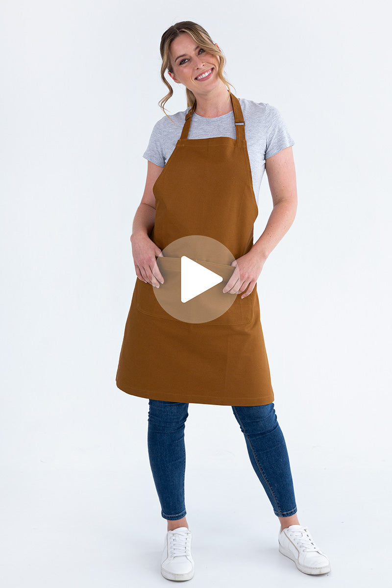 Aussie Chef Oska Bib Apron - Tobacco Brown