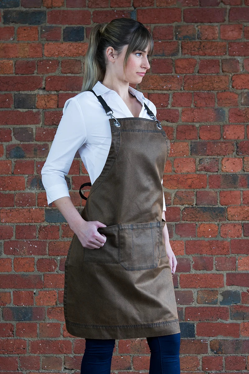 Aussie Chef Outback Bib Apron - Ochre Brown