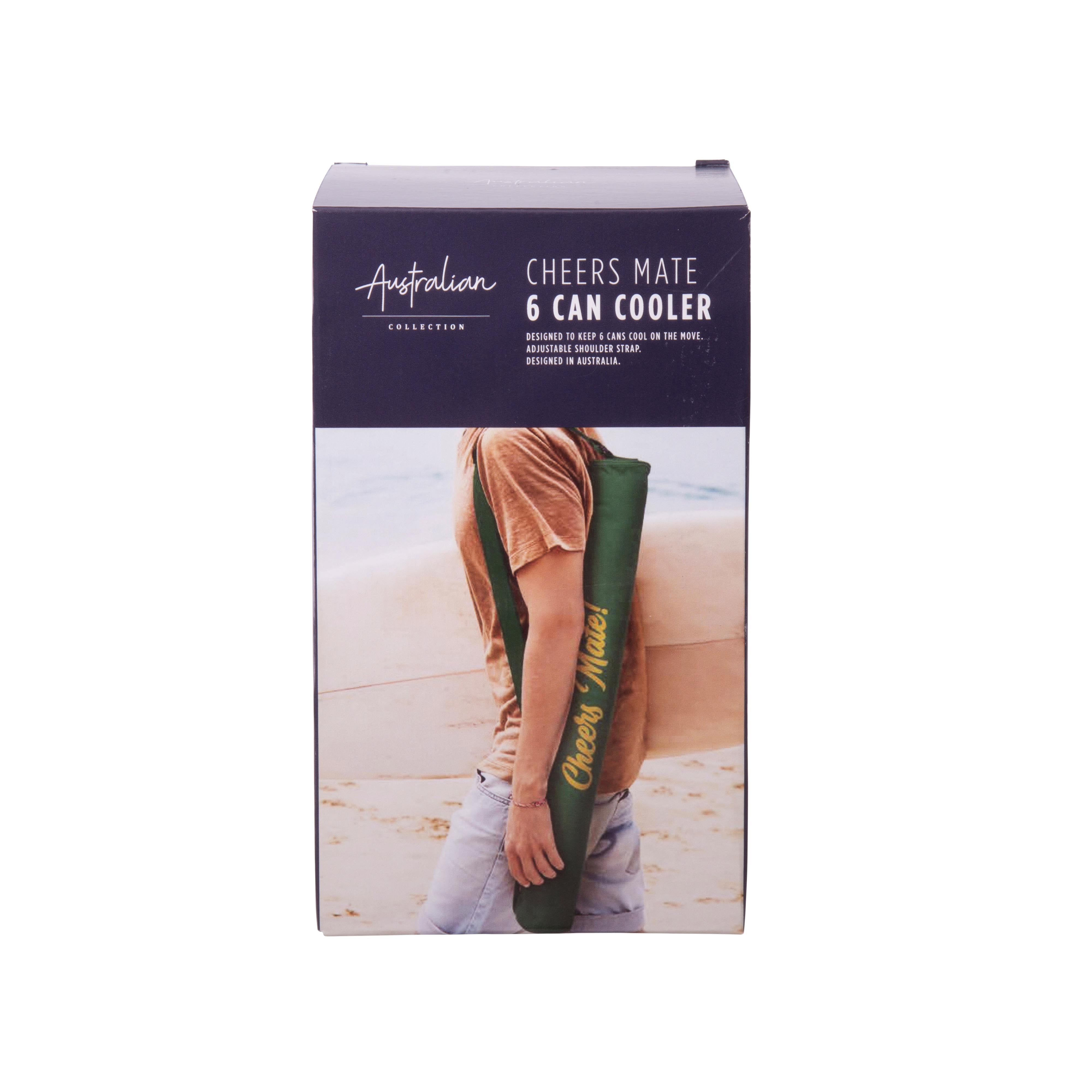 Australian Collection Cheers Mate 6 Can Cooler Sling Green