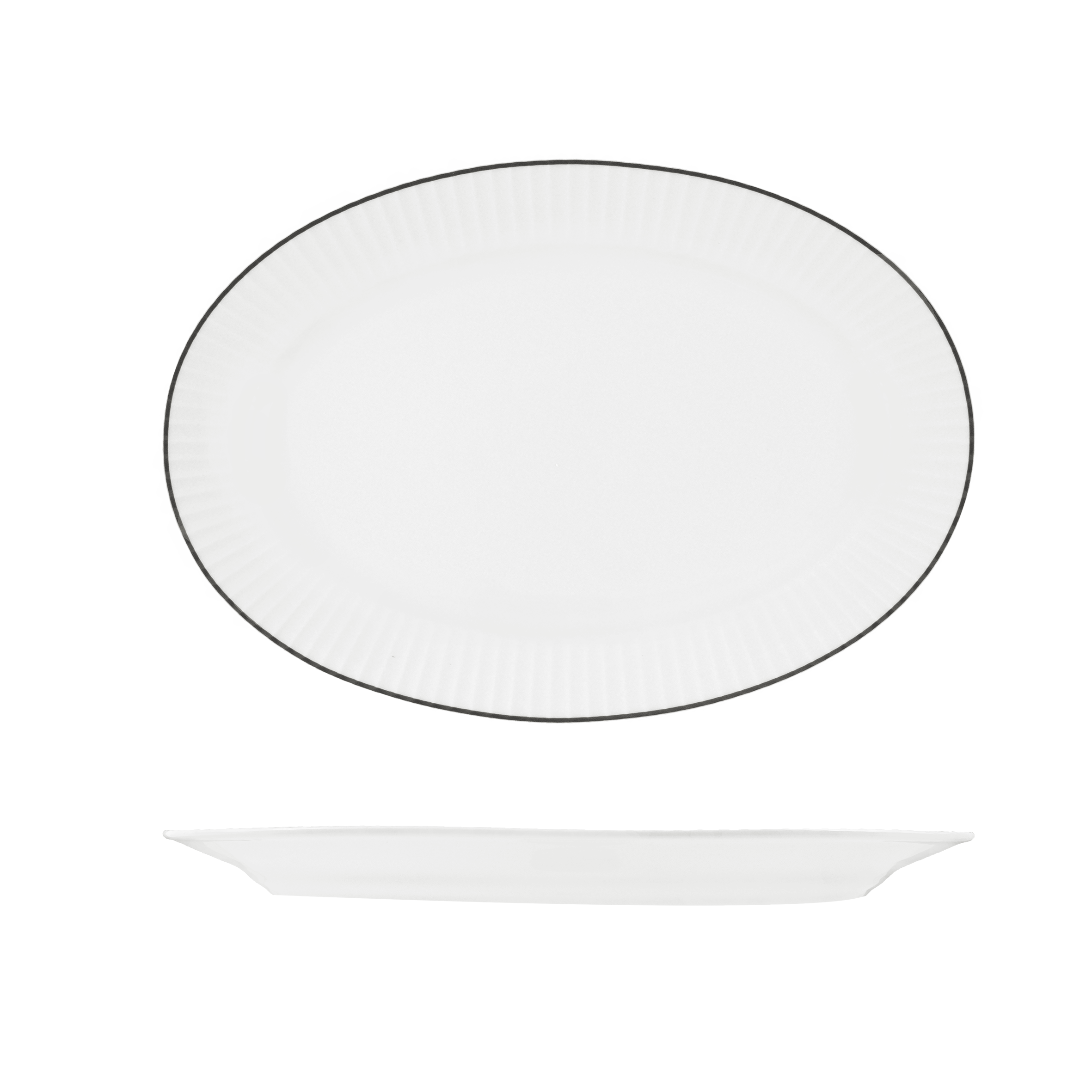 RAK Harriette Oval Plate - Wide Rim (380mm - White with Black Line)