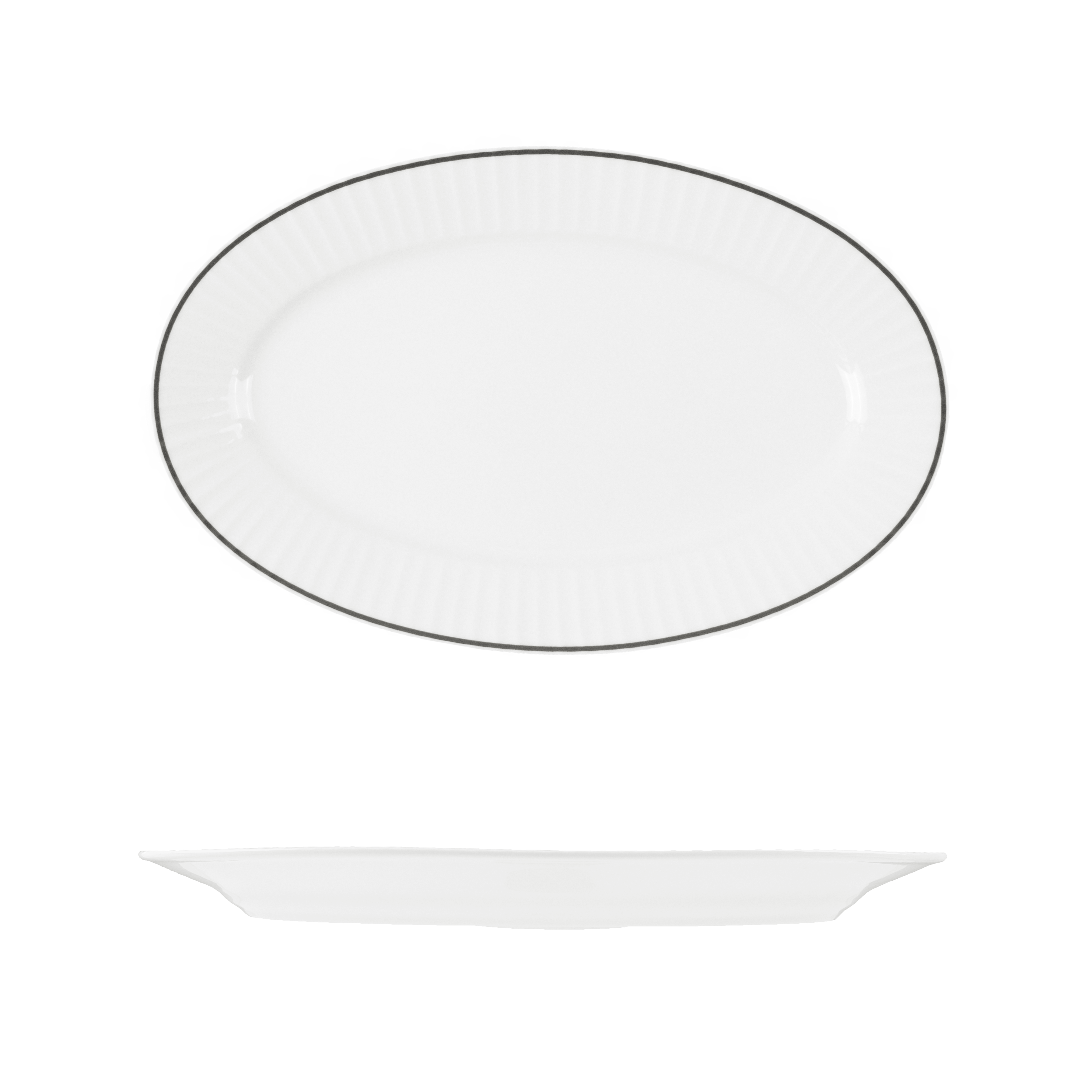 RAK Harriette Oval Plate - Wide Rim (320mm - White with Black Line)