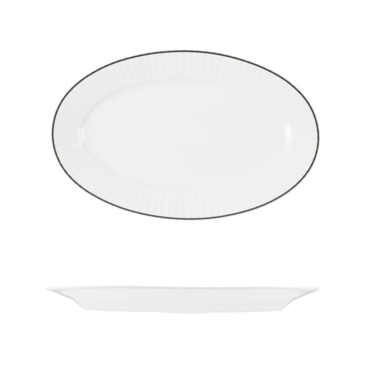 RAK Harriette Oval Plate - Wide Rim (320mm - White with Black Line)