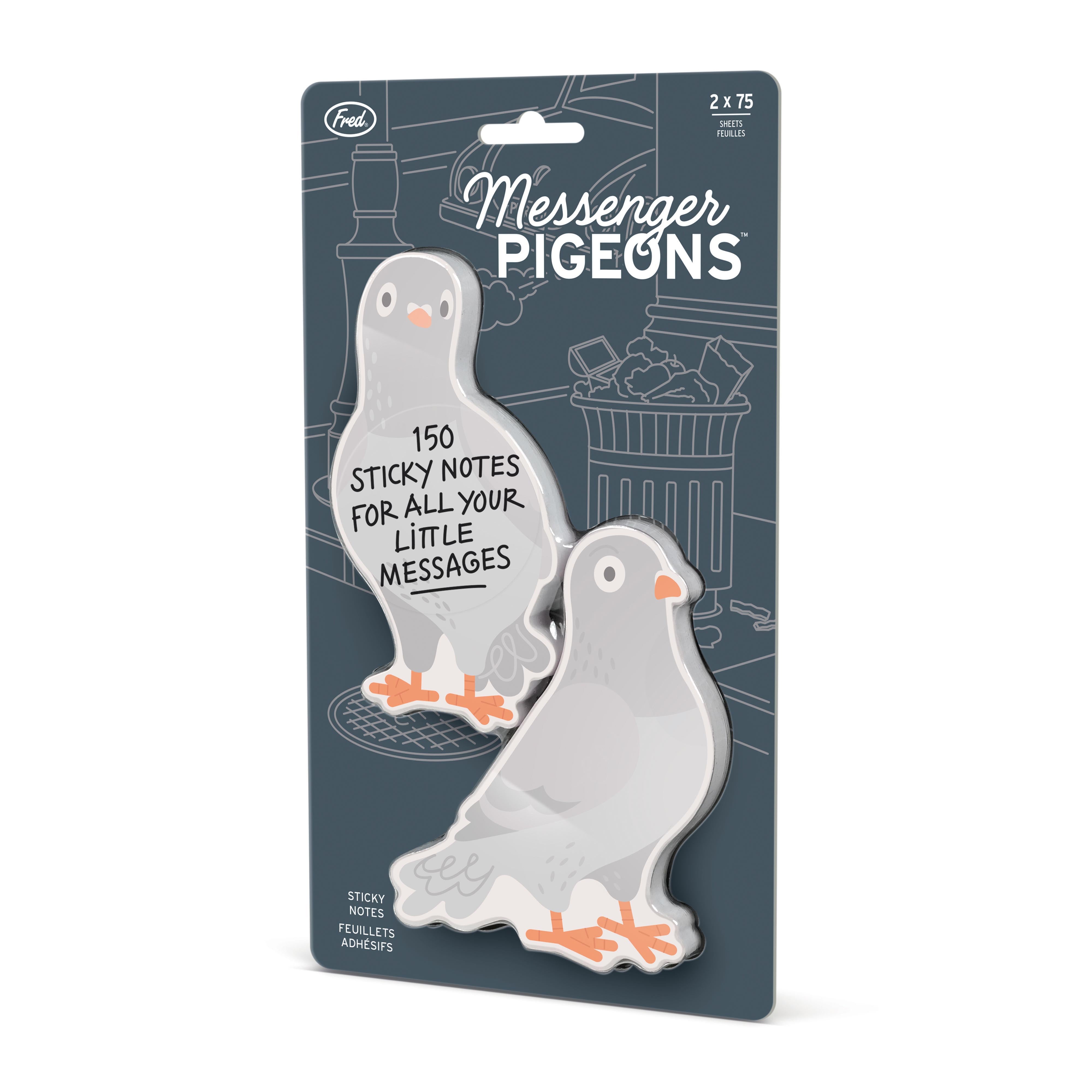Fred Messenger Pigeons Sticky Notes 2 Piece Set Multi-Coloured