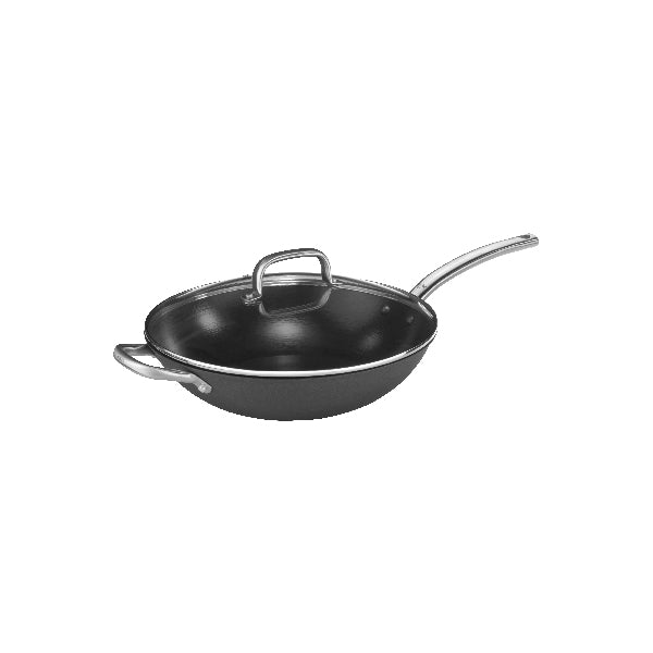 Pujadas Wok with Glass Lid (8lt 32x8cm - Black)