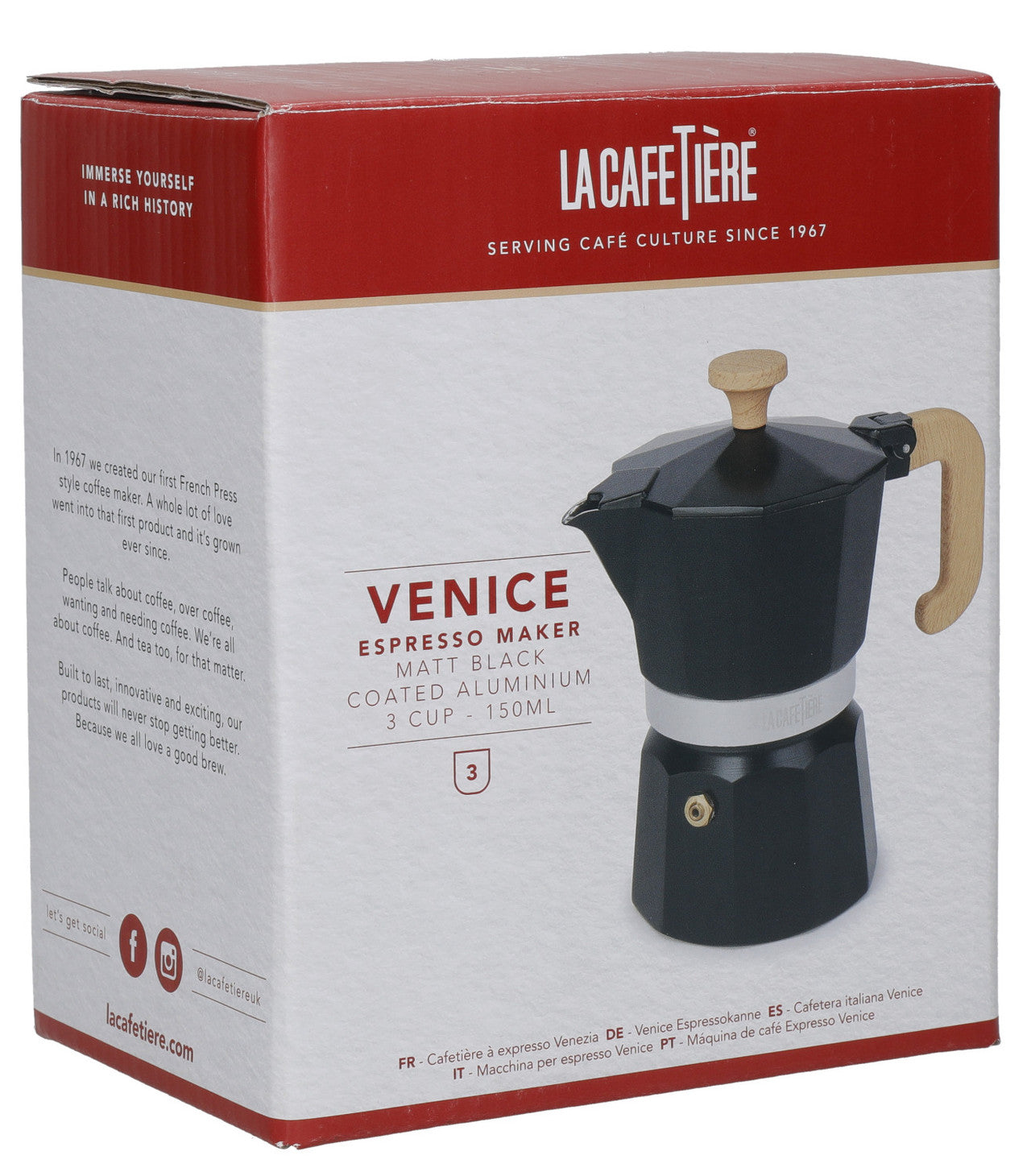 La Cafetière Venice Aluminium Espresso Maker 3 Cup / 150ml (Black)