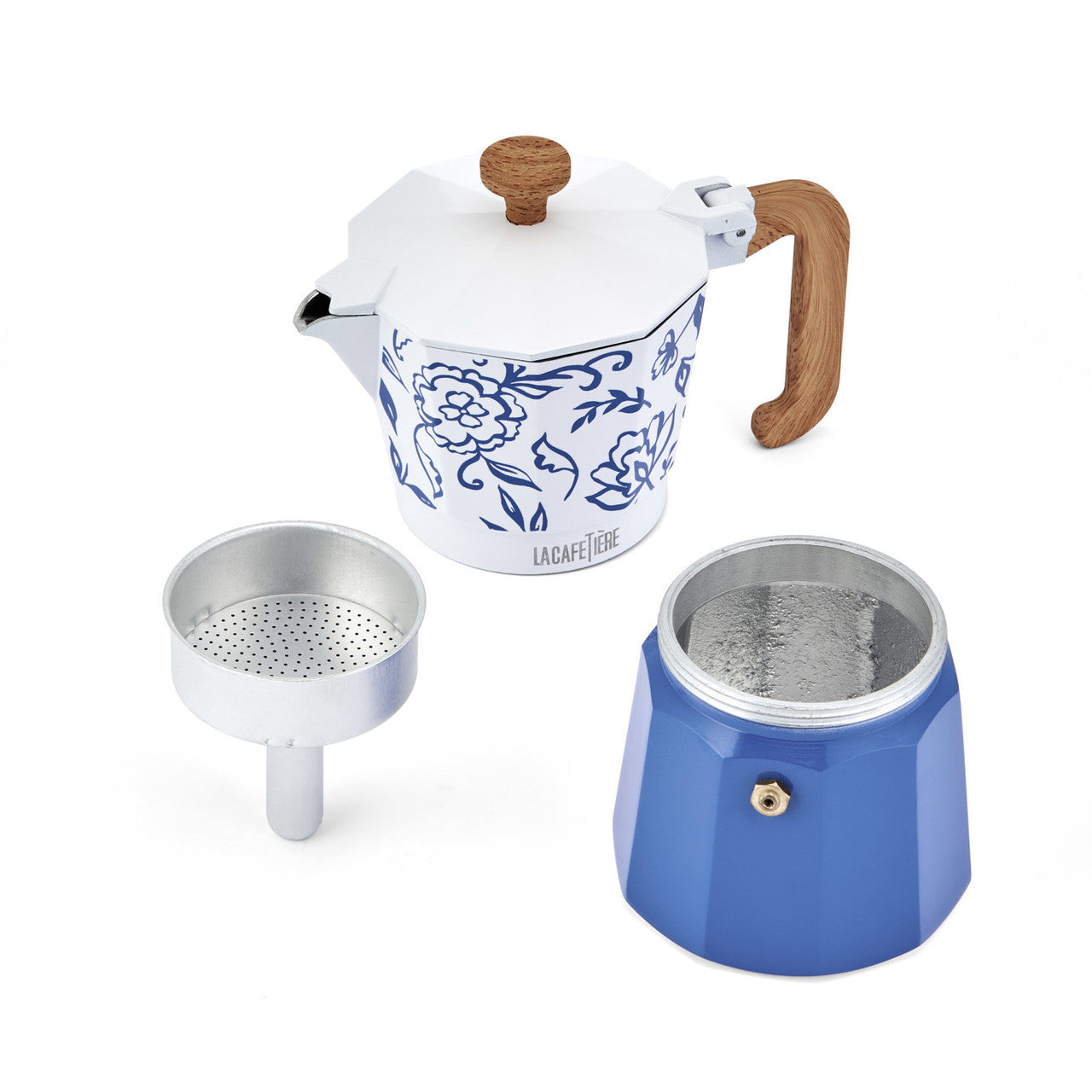 La Cafetière Venice Aluminium Espresso Maker 6 Cup / 290ml (Blu Fiorato)