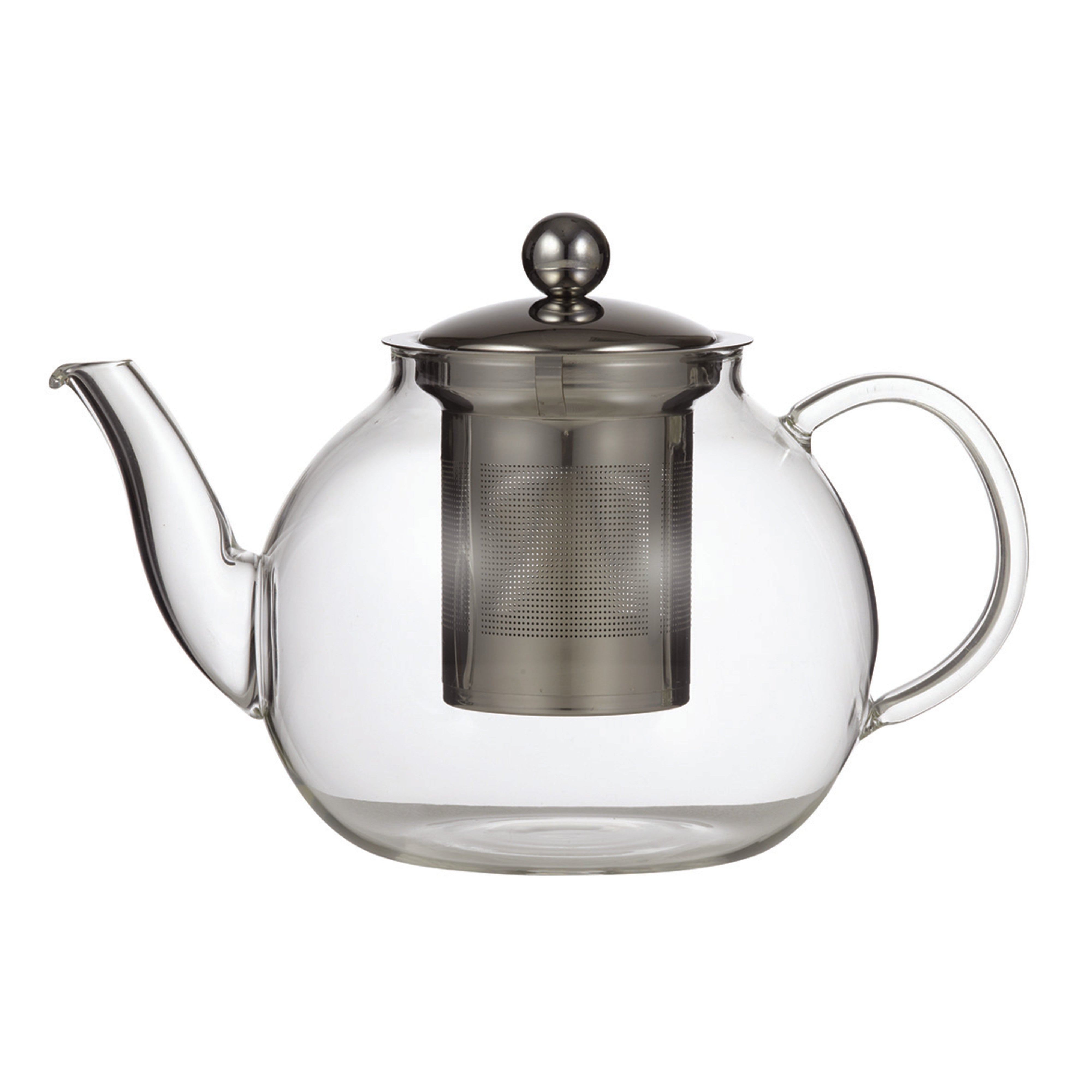 Leaf & Bean Camellia Teapot with Filter 5 Cup (1L) Clear & Stainless Steel