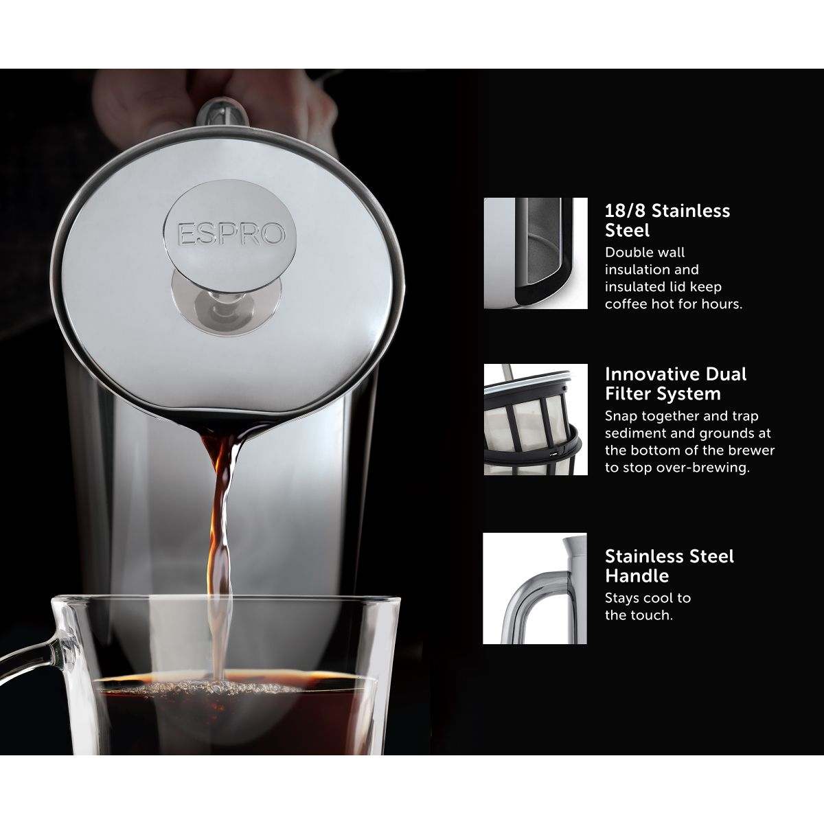 Espro P7 Press 10 Cup - Stainless Steel