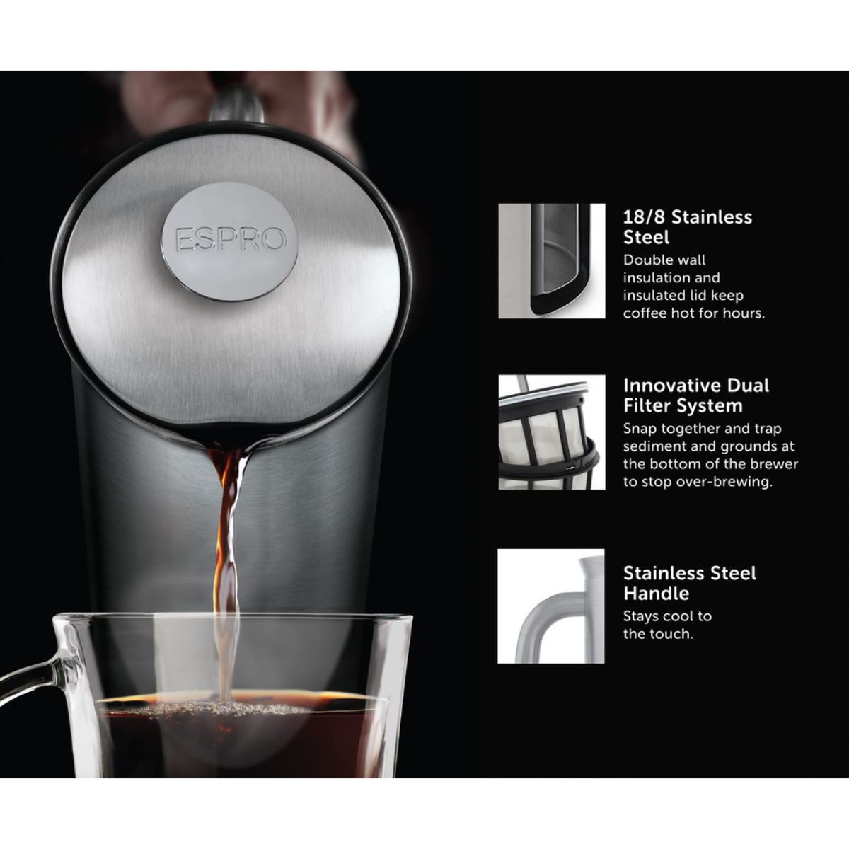Espro P7 Press 950ml (32oz) - Brushed Stainless