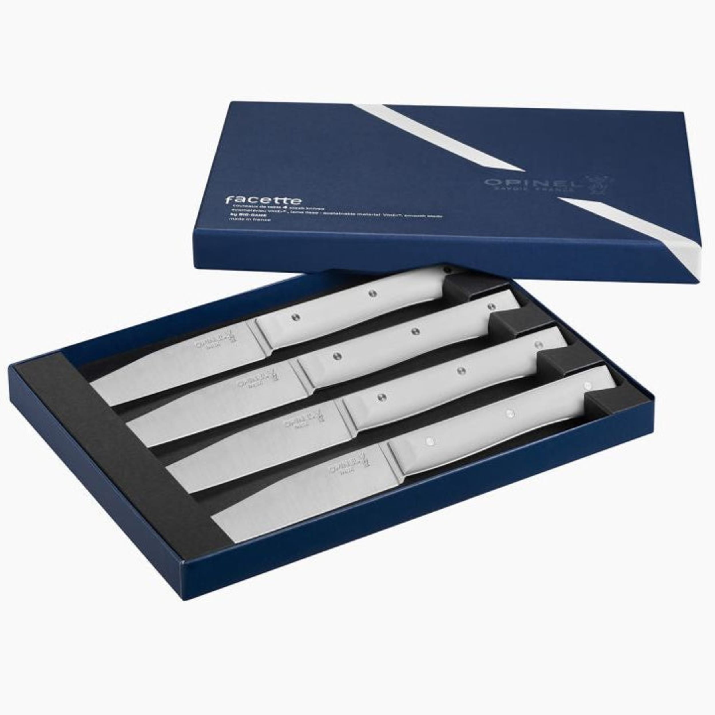 Opinel Facette Table Knife 4 Piece Set White Eco