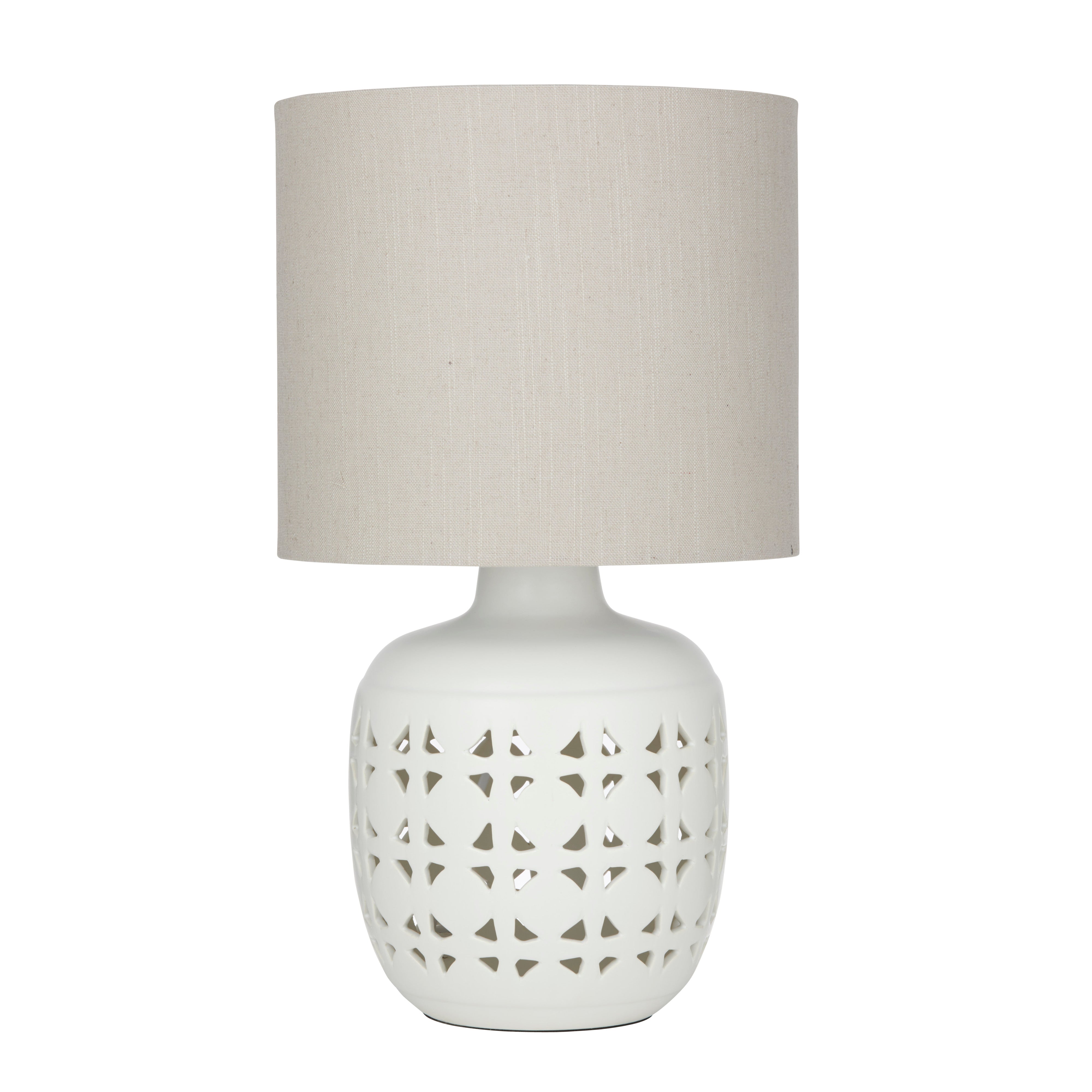 Amalfi Cassar Table Lamp White & Natural