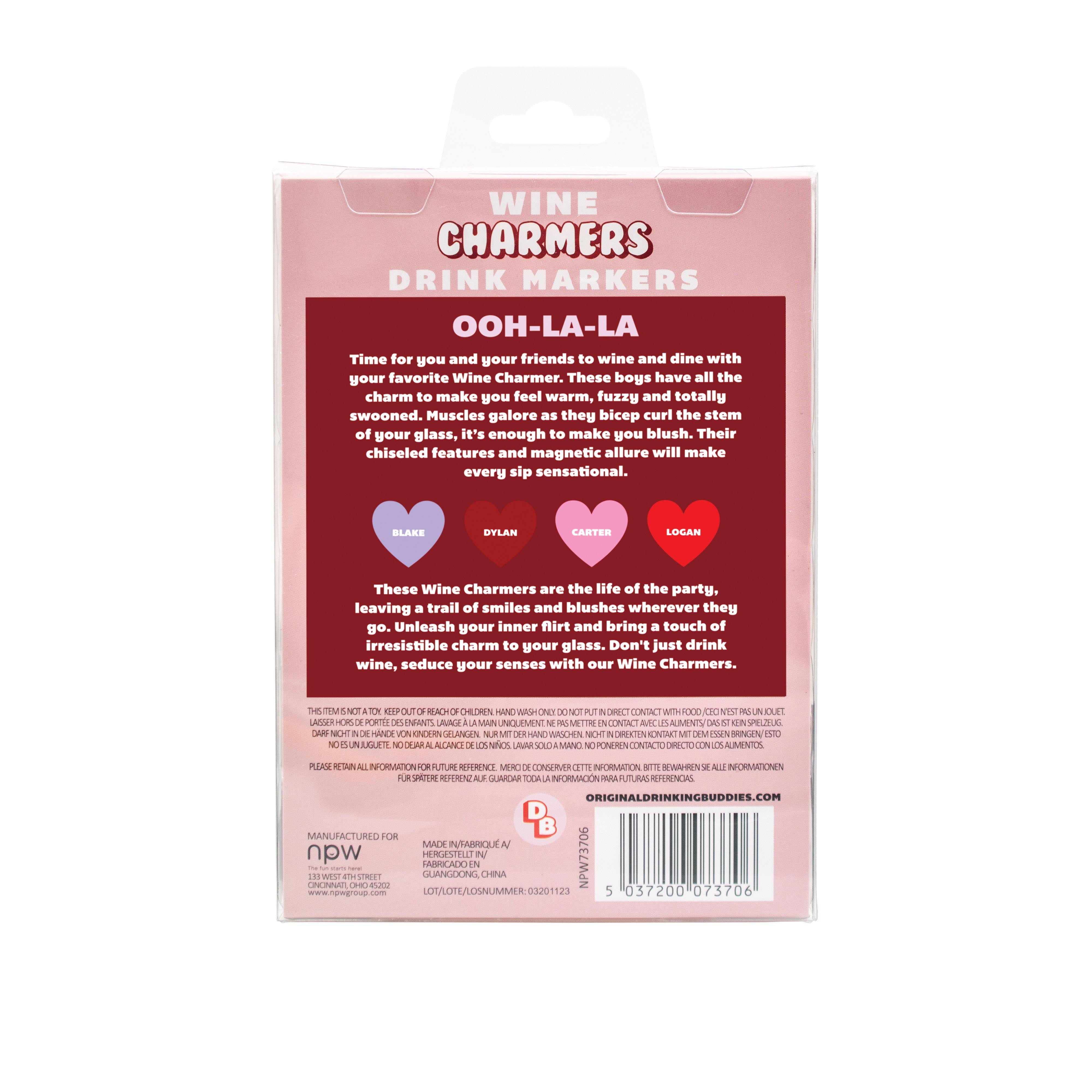 Drinking Buddies Wine Charmers Drink Markers 4 Piece Set