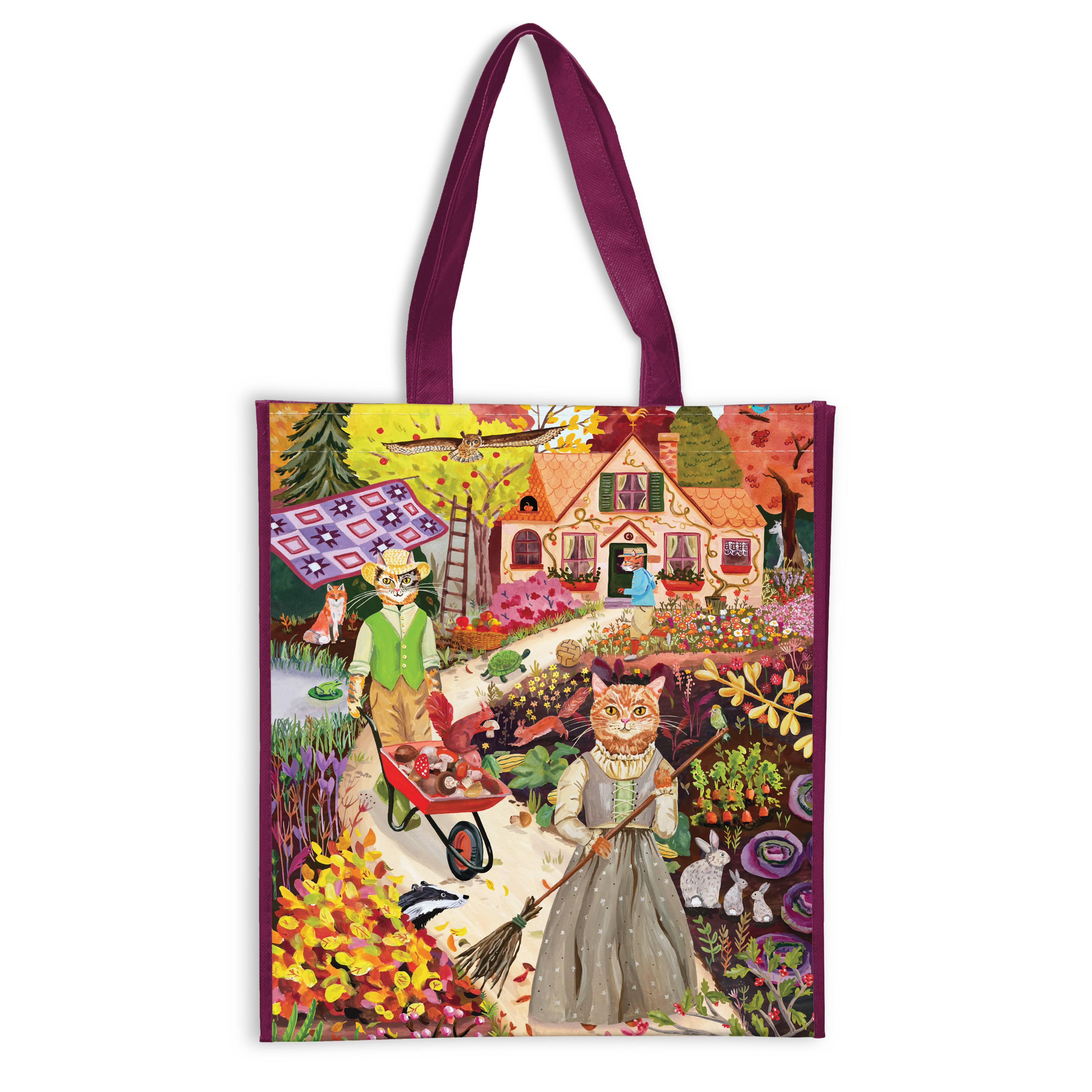 Galison Cottage Cats Reusable Shopping Bag