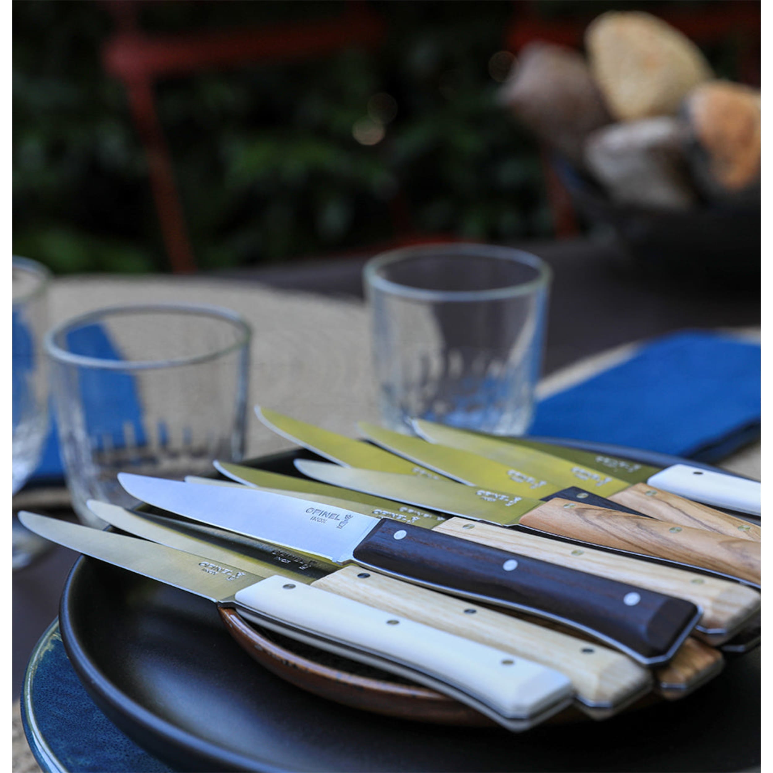 Opinel Facette Table Knife 4 Piece Set Dark Ash