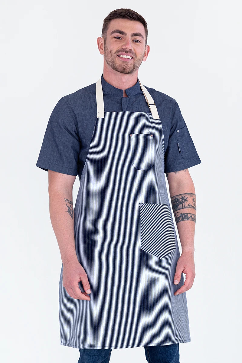 Aussie Chef Paris Bib Apron - Navy Blue