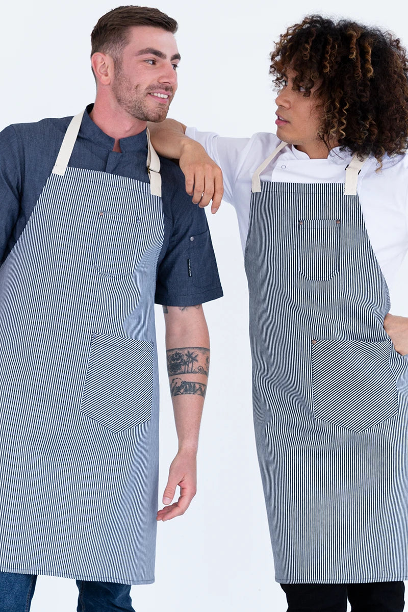 Aussie Chef Paris Bib Apron - Navy Blue