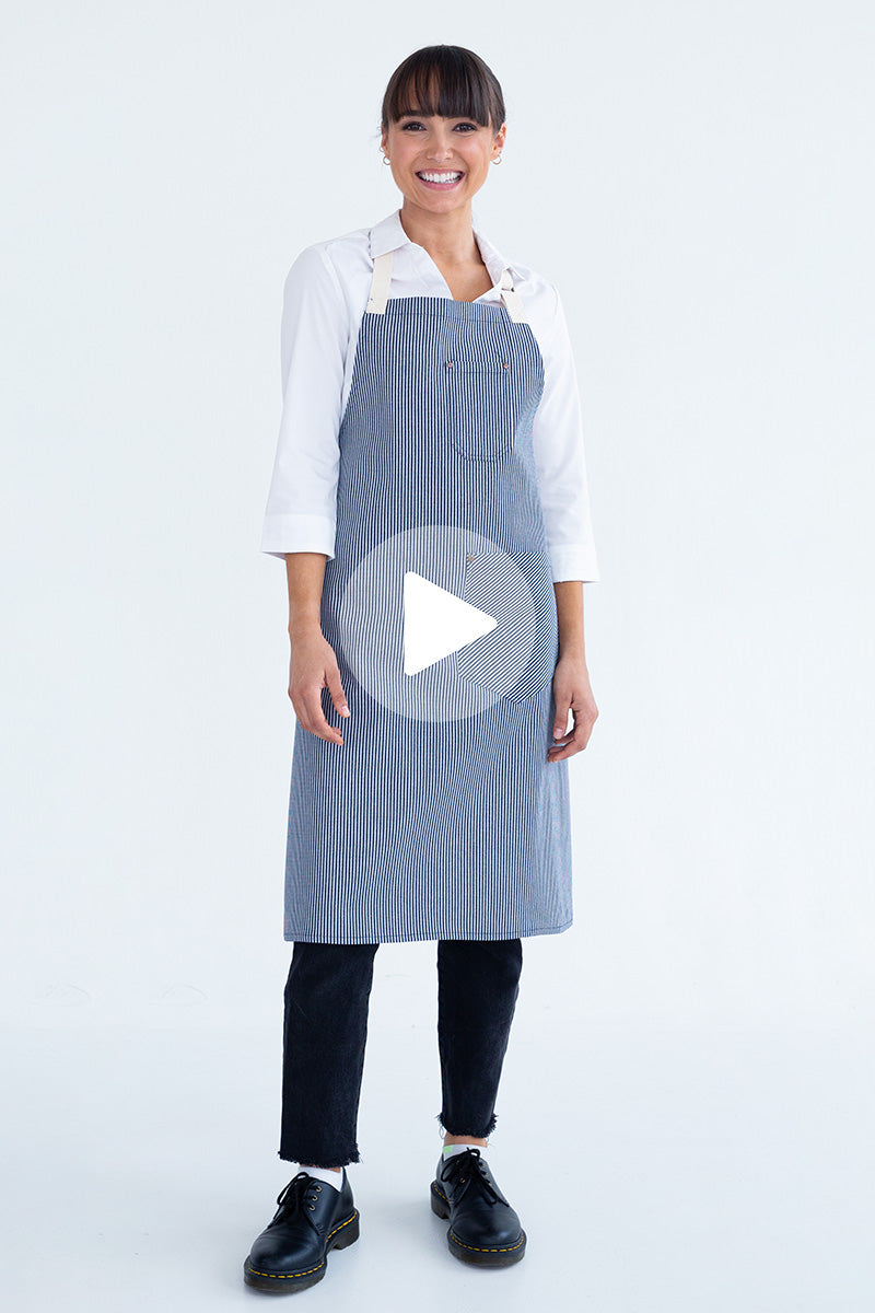 Aussie Chef Paris Bib Apron - Navy Blue