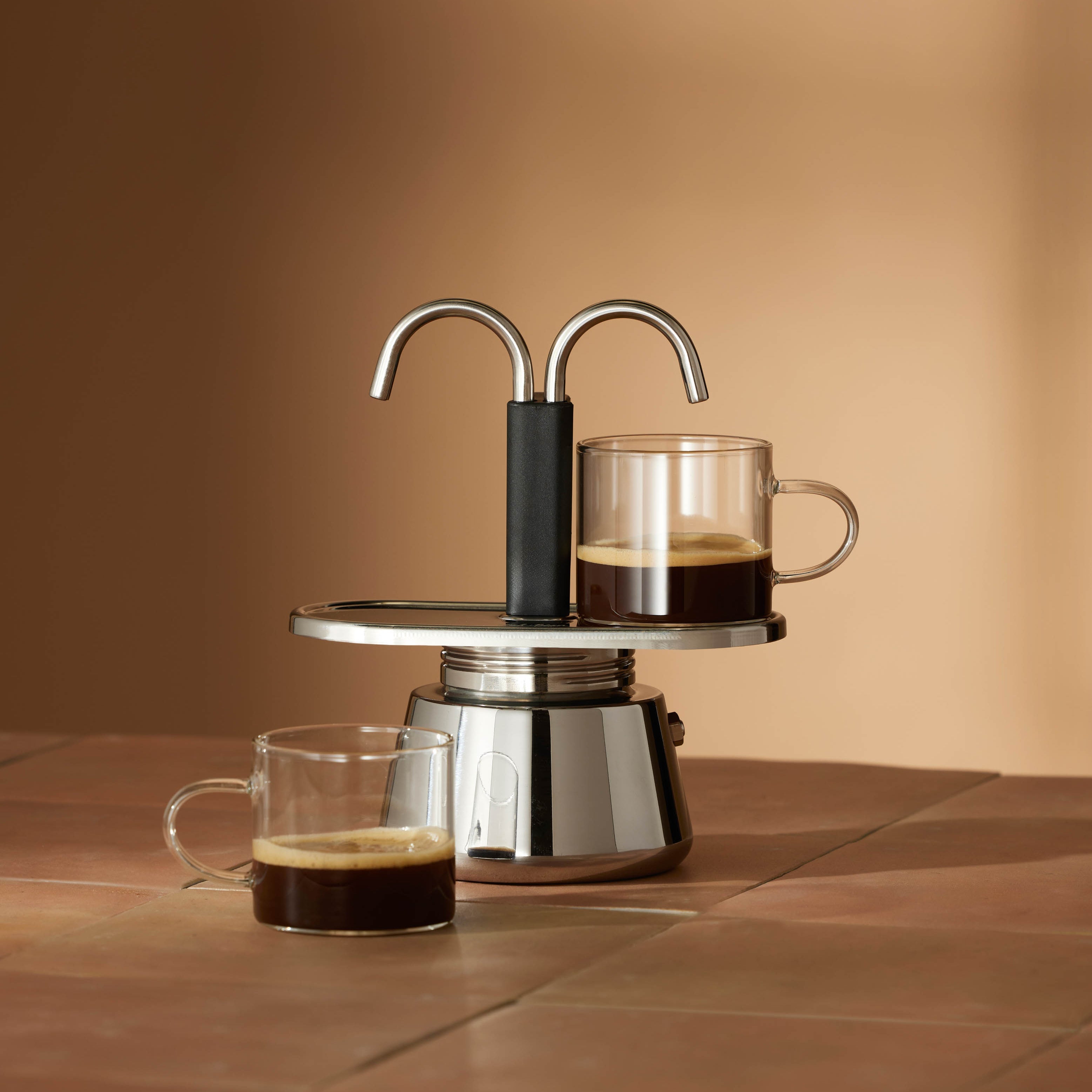 Leaf & Bean Mini Stovetop Espresso Maker 2 Cups Multi-Coloured