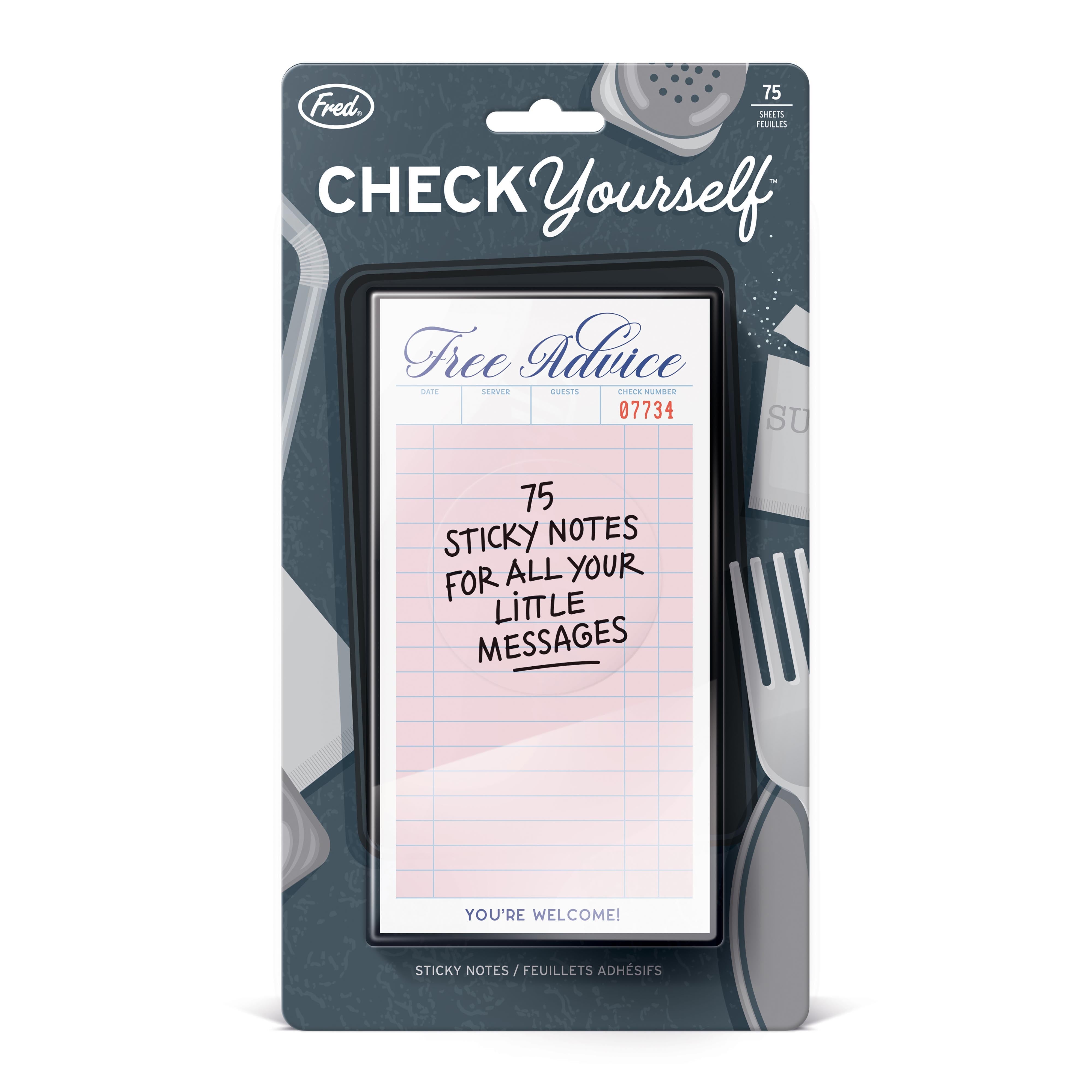 Fred Check Yourself Sticky Notes Multi-Coloured