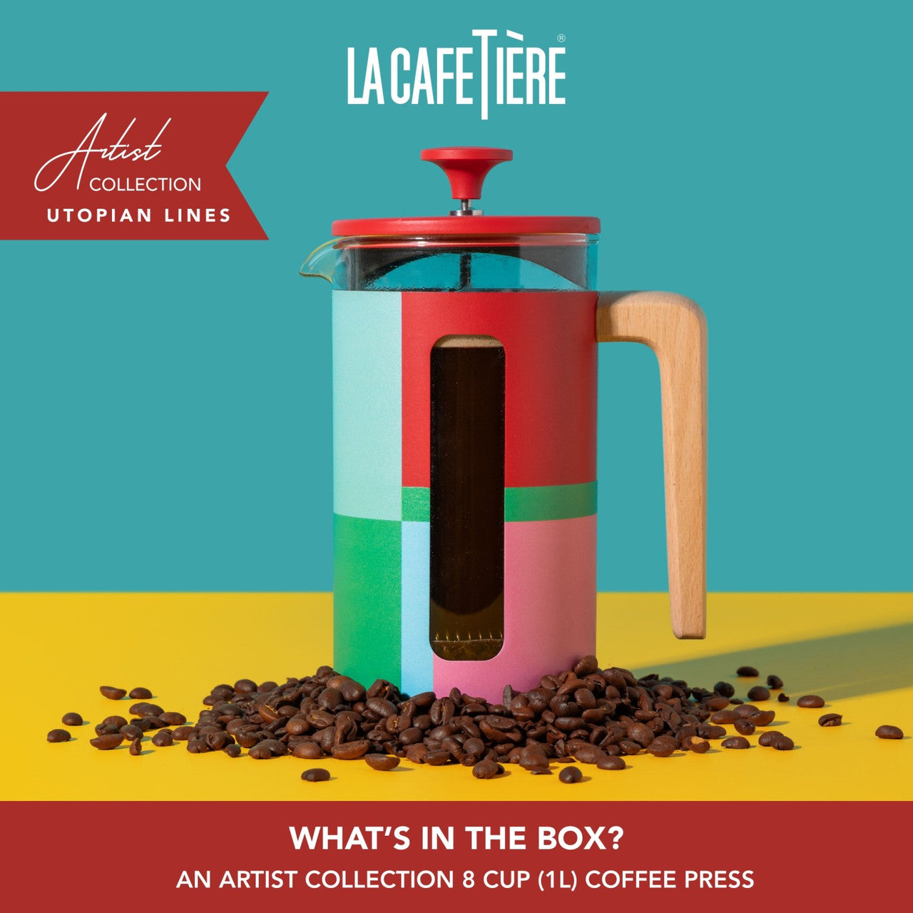 La Cafetière Pisa Stainless Steel Cafetière 8 Cup / 1L (Utopian Lines)