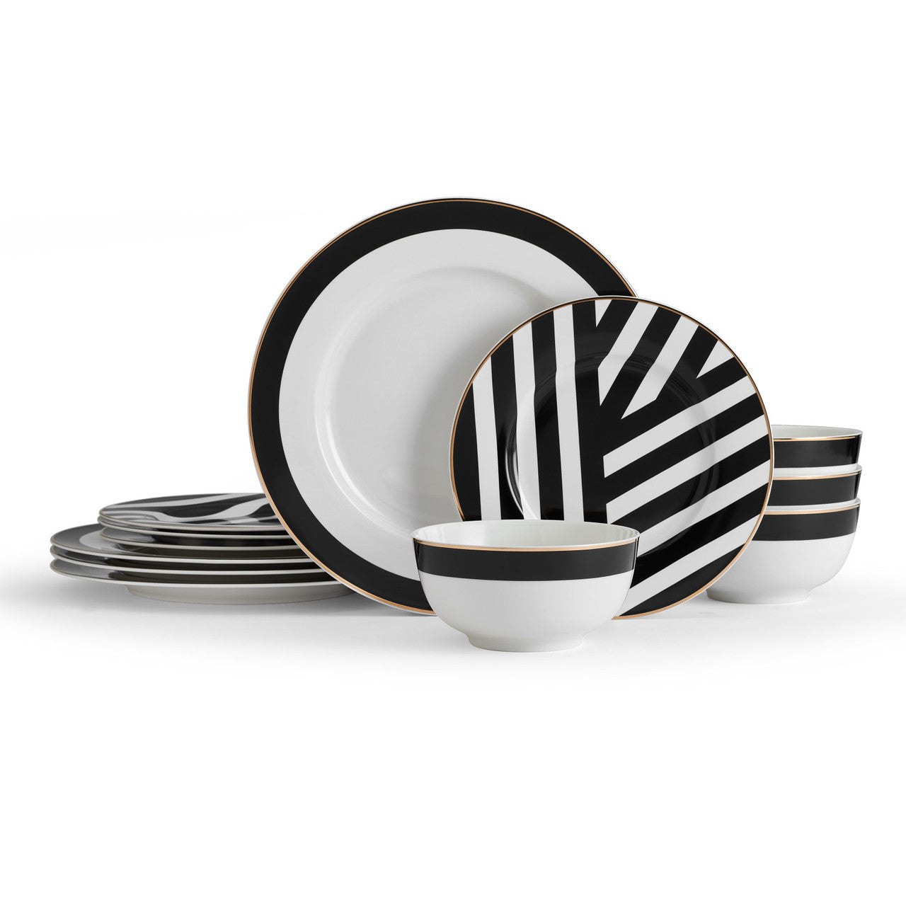 Mikasa Luxe Deco Fine China Dinner Set 12 Piece
