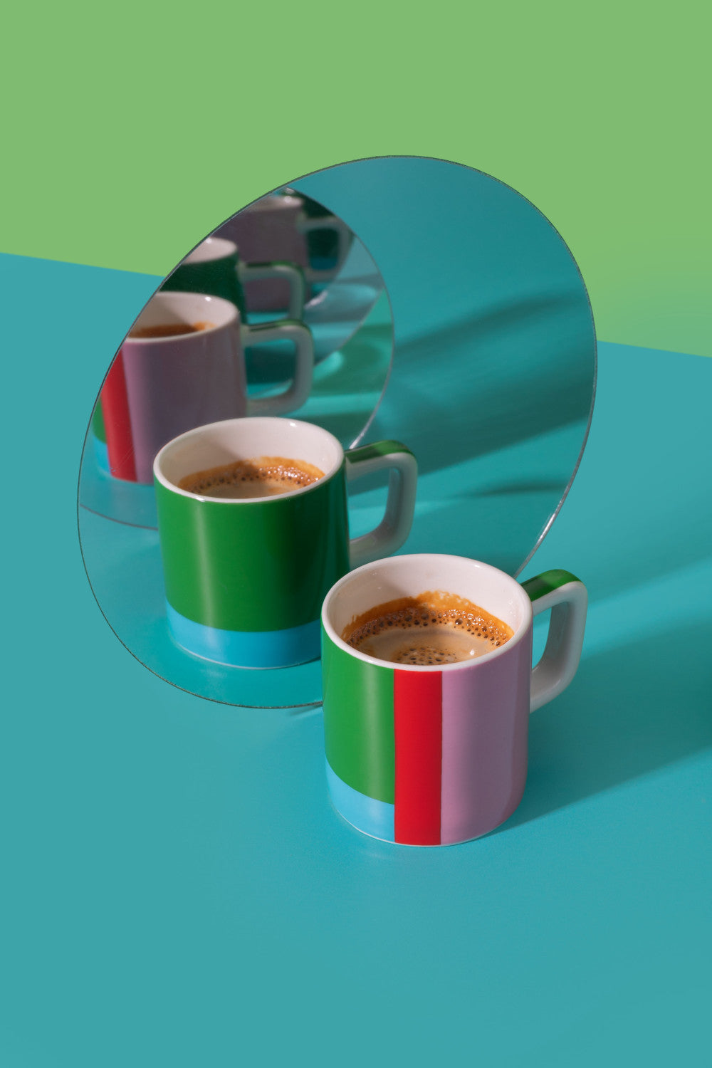 La Cafetière Ceramic Espresso Cup 120ml (Pink & Red Utopian Lines)