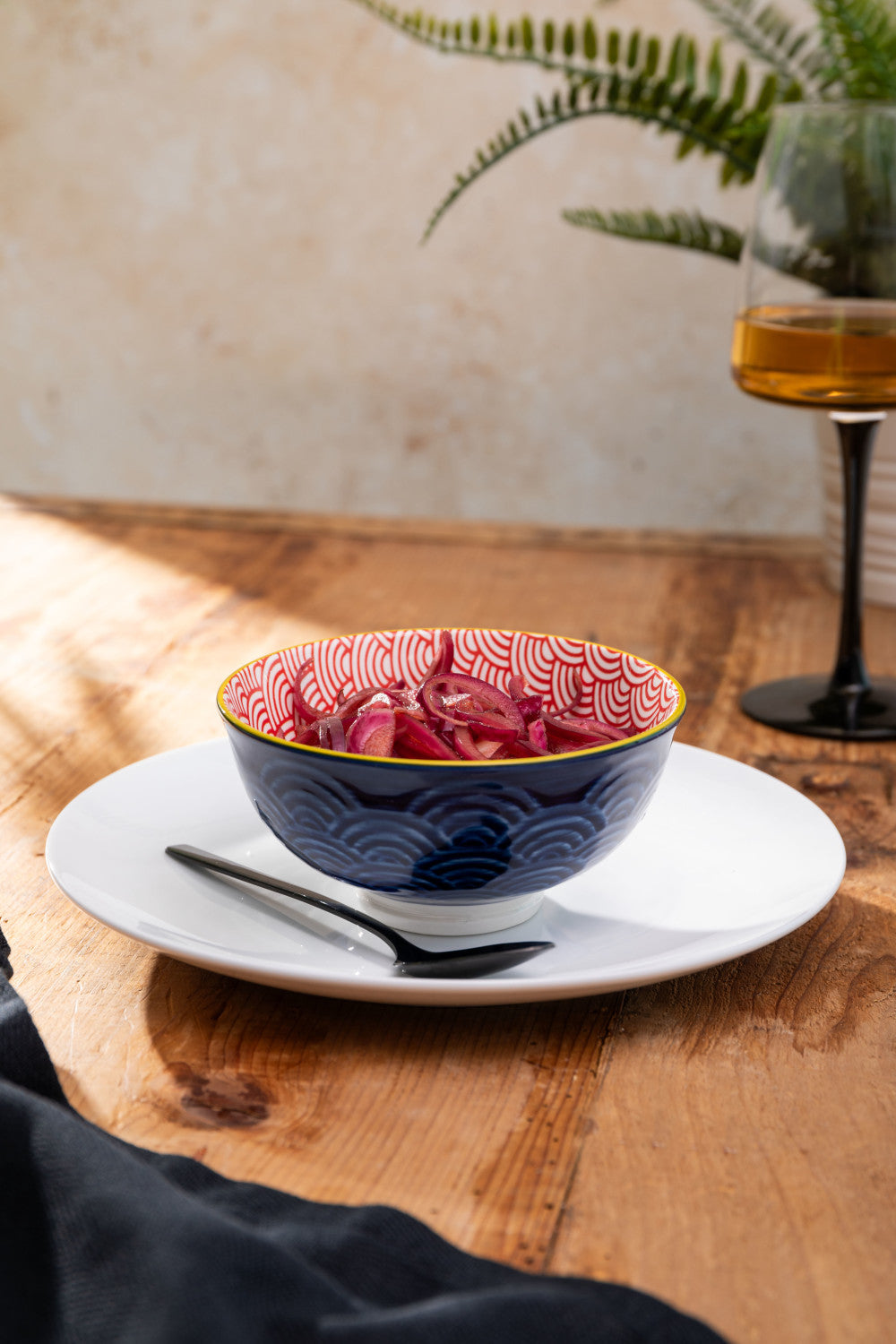 Mikasa Stoneware Nibble Bowl 12cm (Red & Blue Arc)