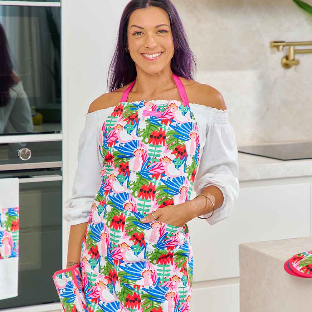 Annabel Trends Cotton Apron Pink Cockatoo