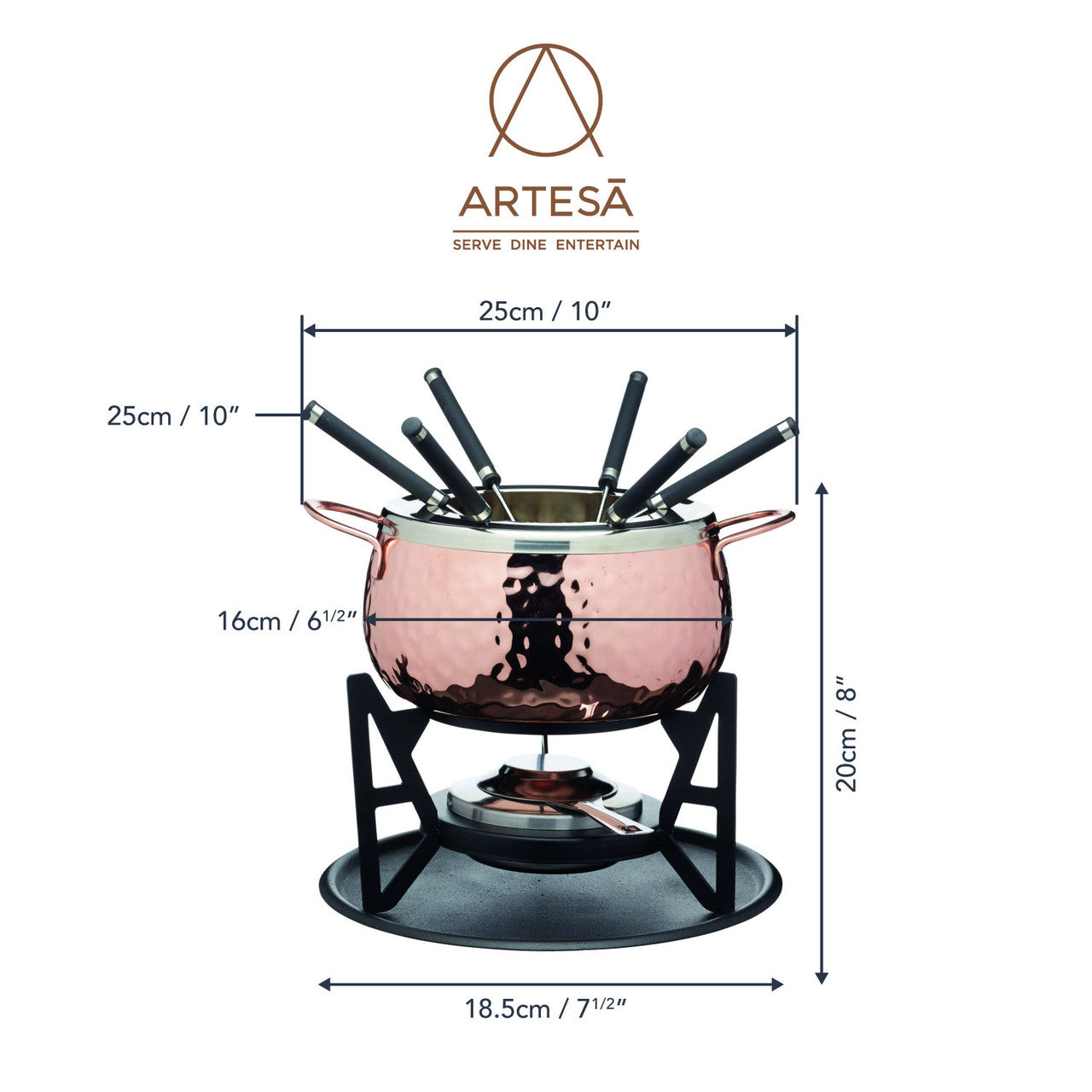 Artesà Copper Finish Fondue Set