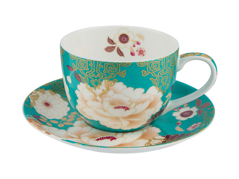 Maxwell & Williams Kimono Cup & Saucer Teal 300ml
