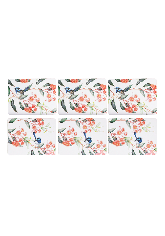 Ashdene Blue Wren & Eucalyptus 6pk Placemat