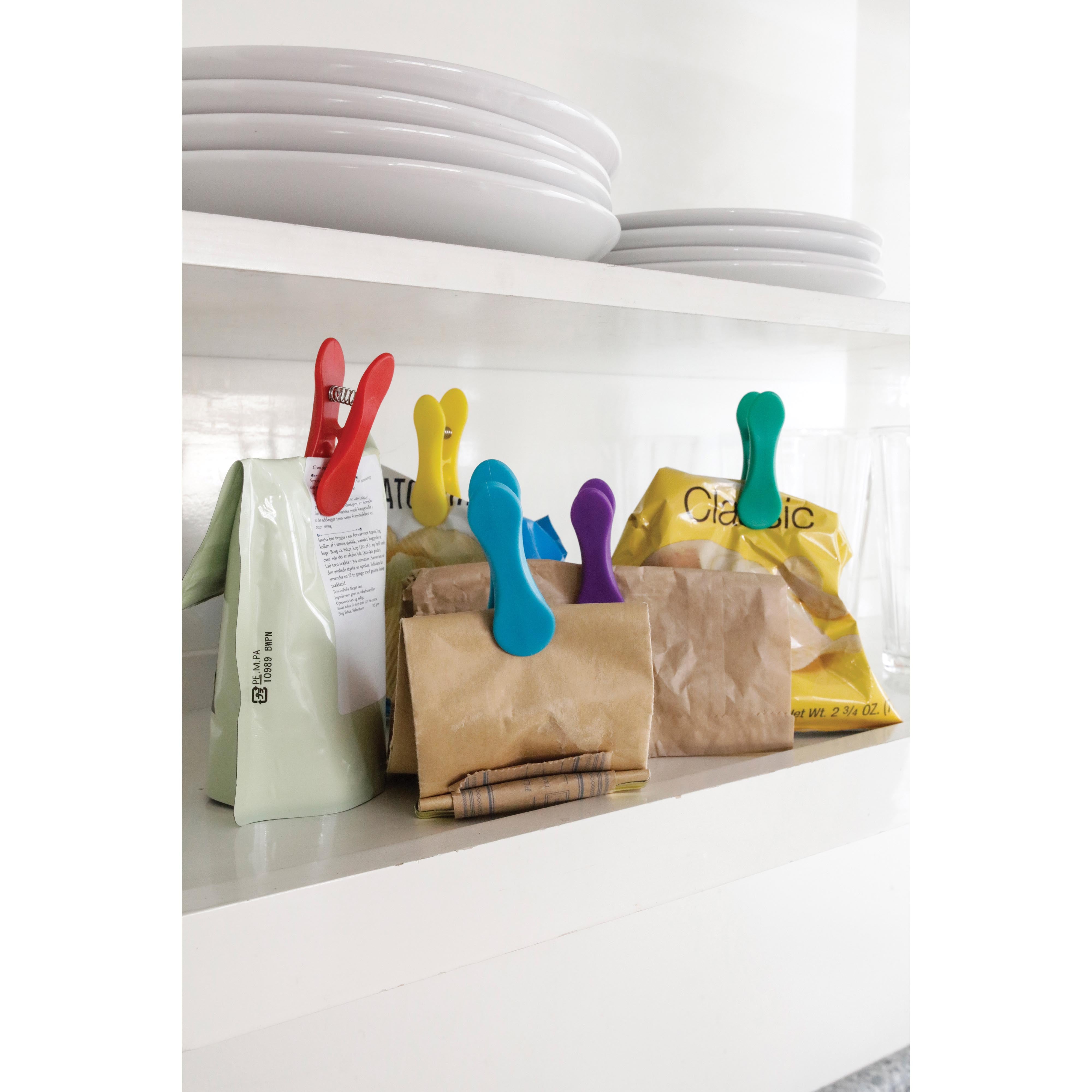 Kikkerland Rainbow Bag Clips 8 Piece Set Multi-Coloured