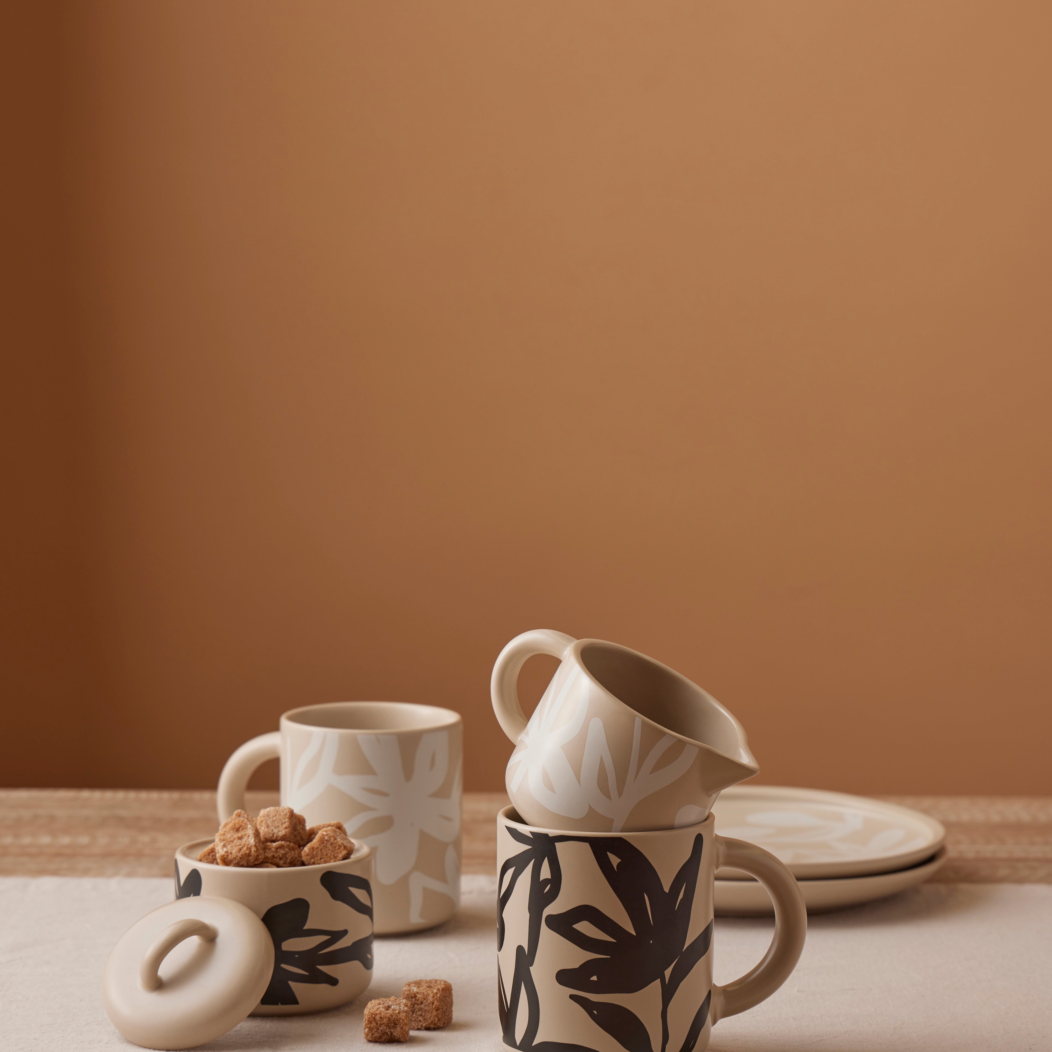 Leaf & Bean Freya Sugar Pot 350ml Oat & Black