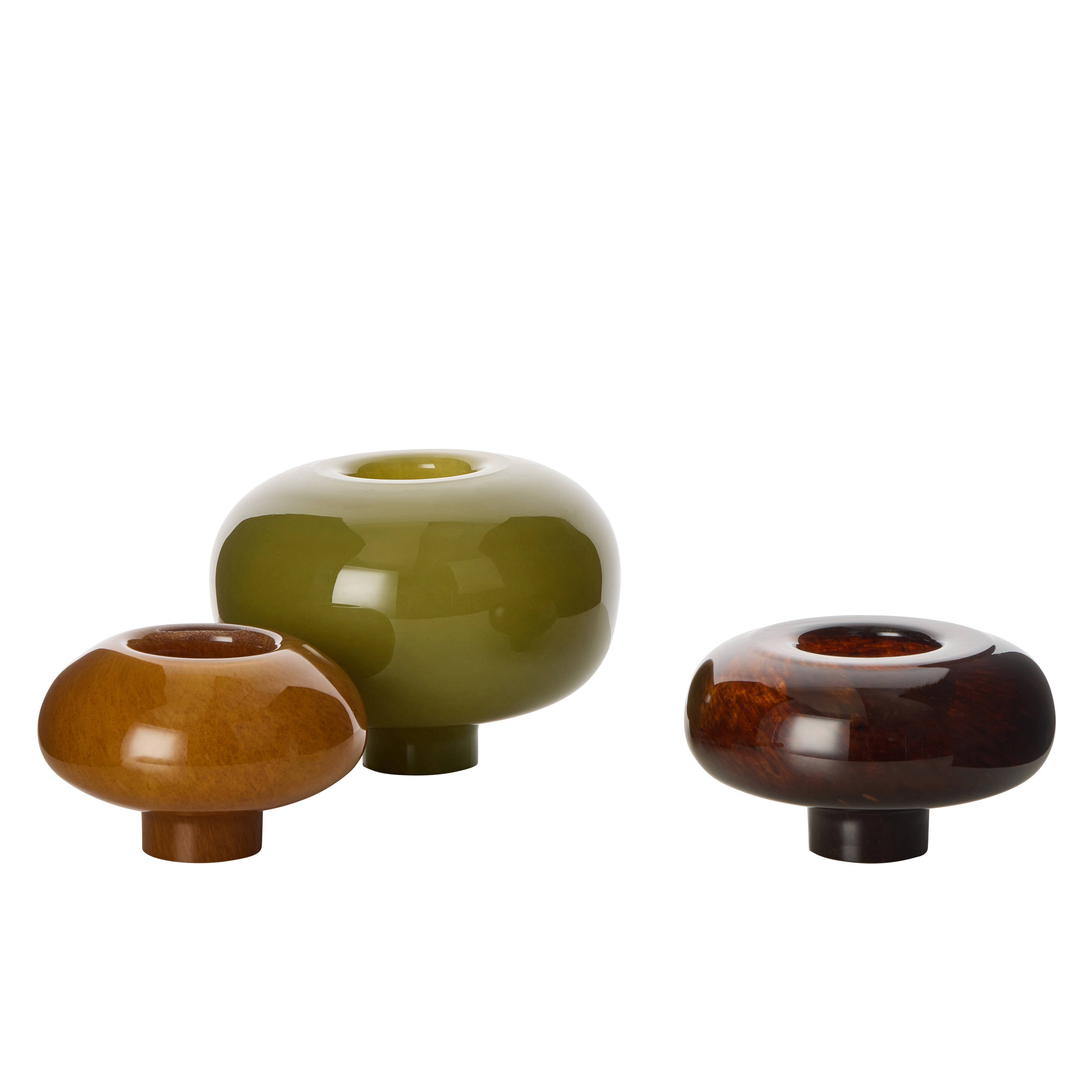 Amalfi Tutti Stack Vase 3 Piece Set Green & Amber