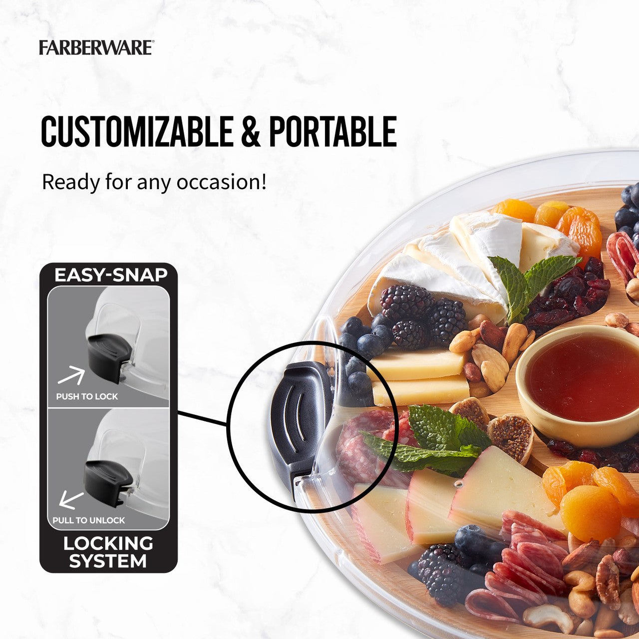 Farberware Build-a-Board Bamboo Divided Serving Board, 35.5cm