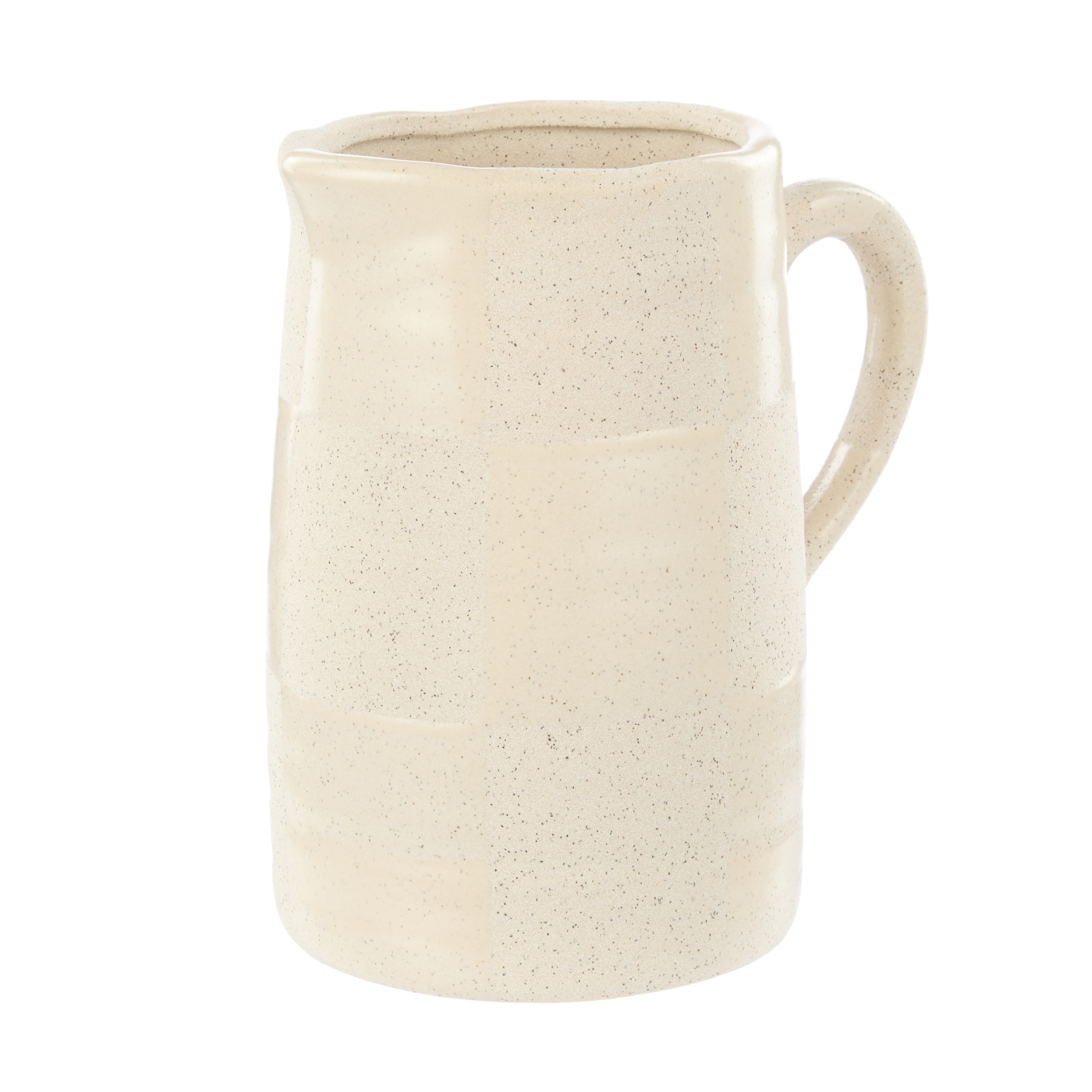 Amalfi Pierre Ceramic Check Vase Taupe & White