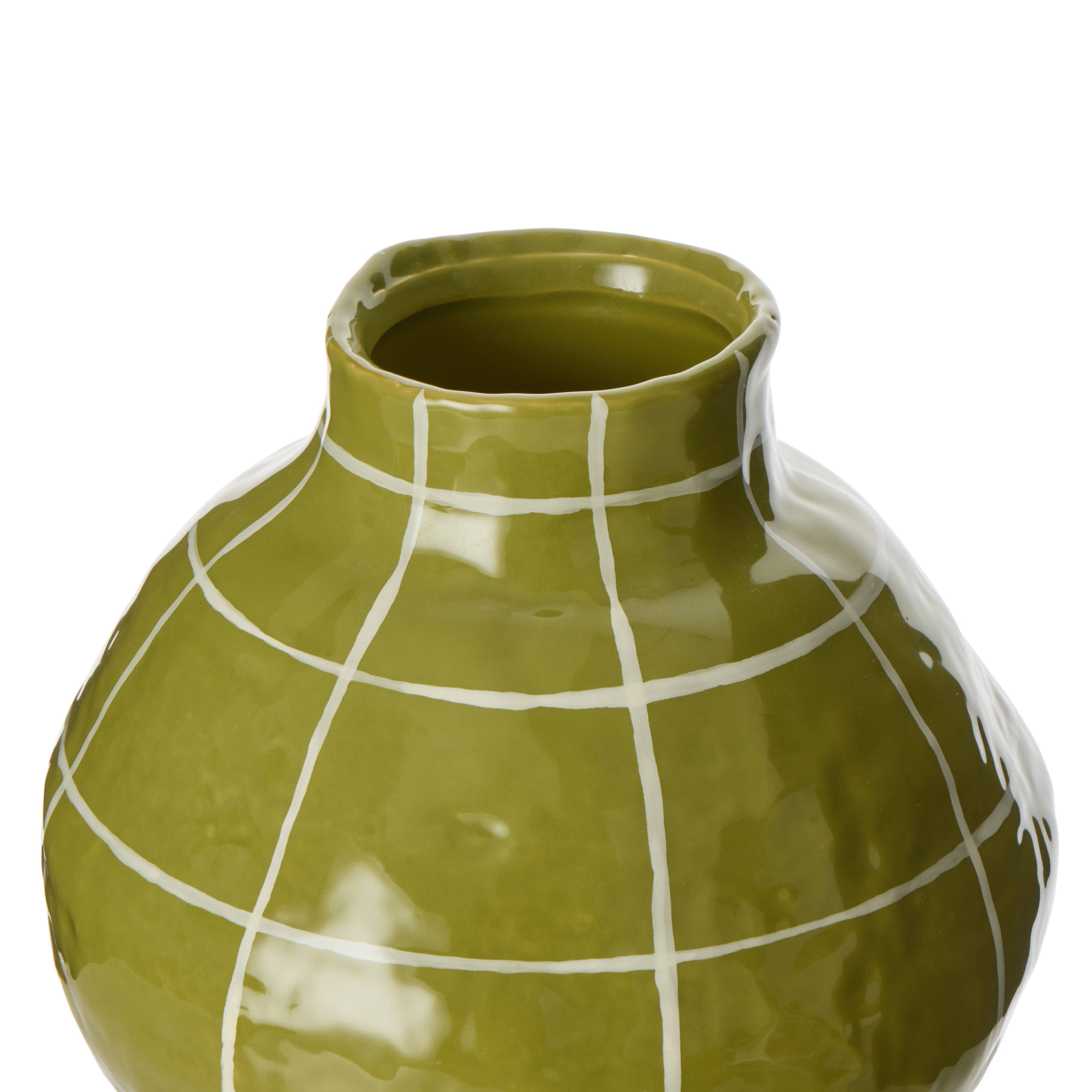 Amalfi Eden Check Vase Green Check