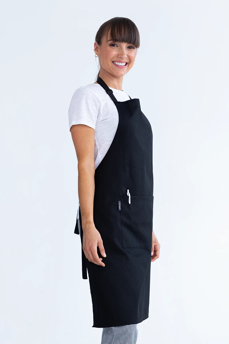 Aussie Chef Bib Apron W/Pocket - Black