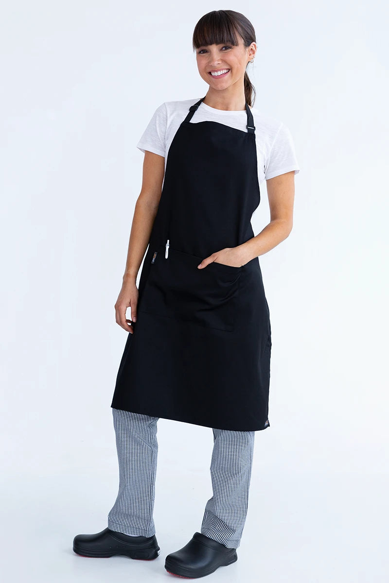 Aussie Chef Bib Apron W/Pocket - Black