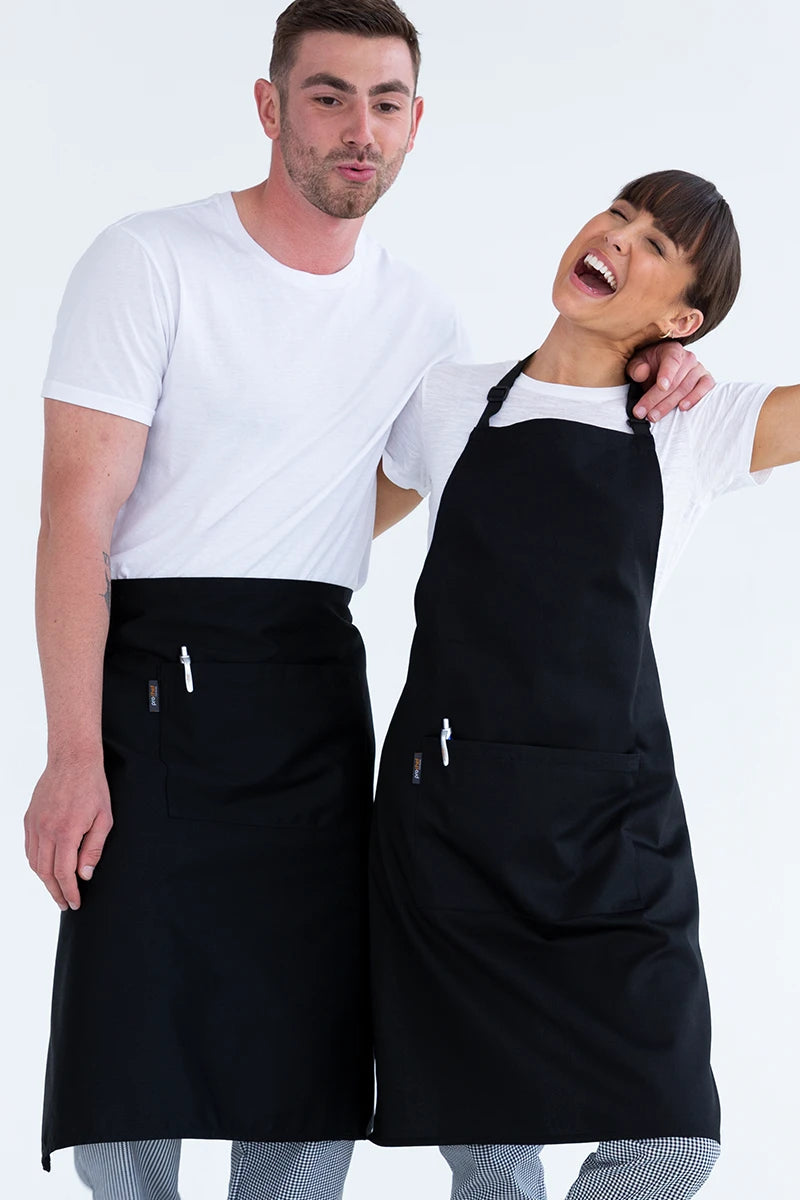Aussie Chef Bib Apron W/Pocket - Black