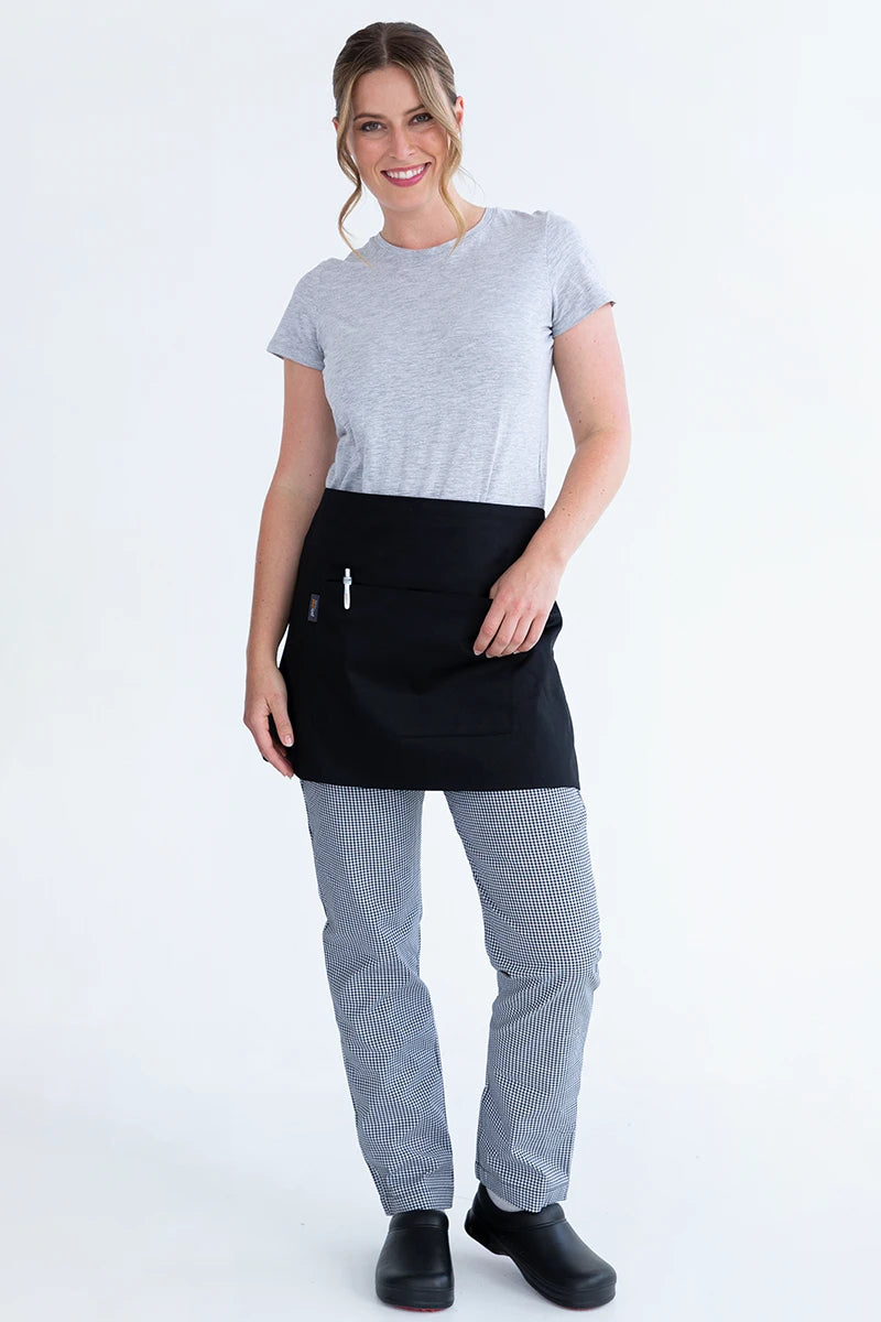 Aussie Chef 1/2 Waist Apron W/Pocket - Black