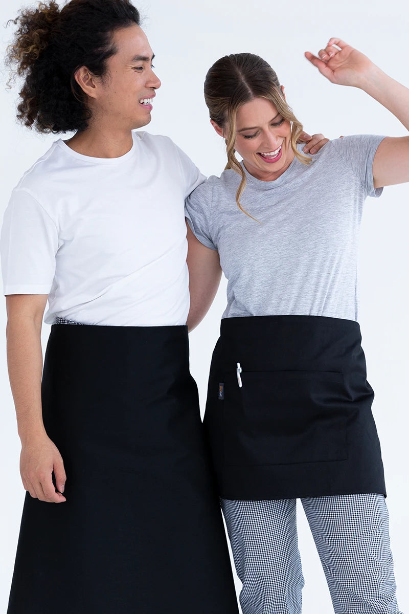 Aussie Chef 1/2 Waist Apron W/Pocket - Black