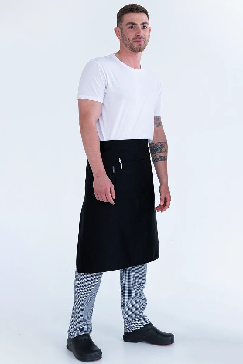 Aussie Chef 3/4 Waist Apron W/Pocket - Black