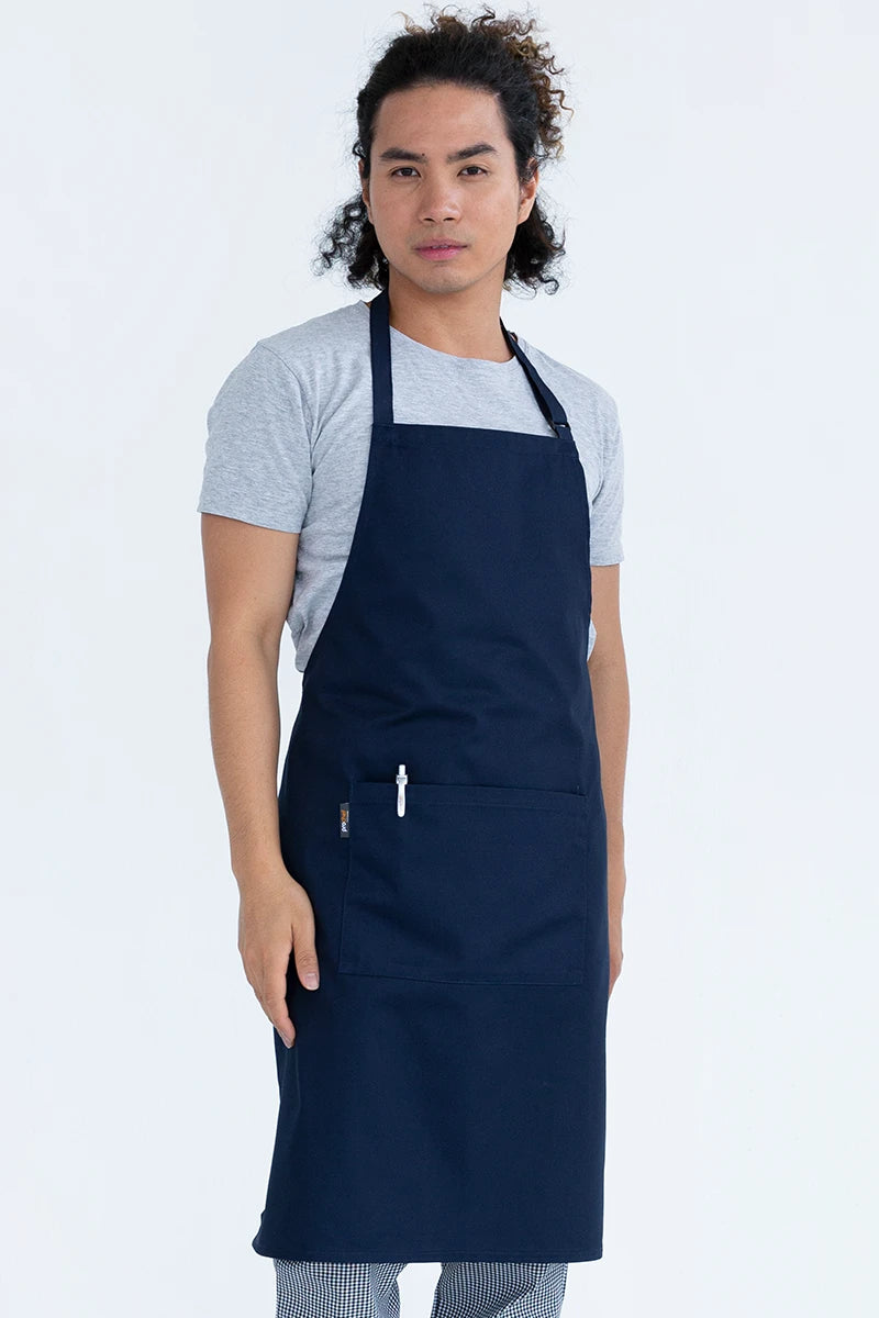 Aussie Chef Bib Apron W/Pocket - Navy