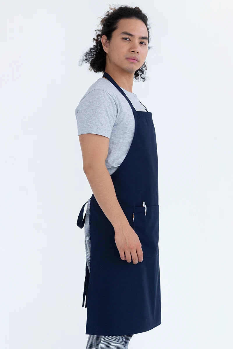 Aussie Chef Bib Apron W/Pocket - Navy