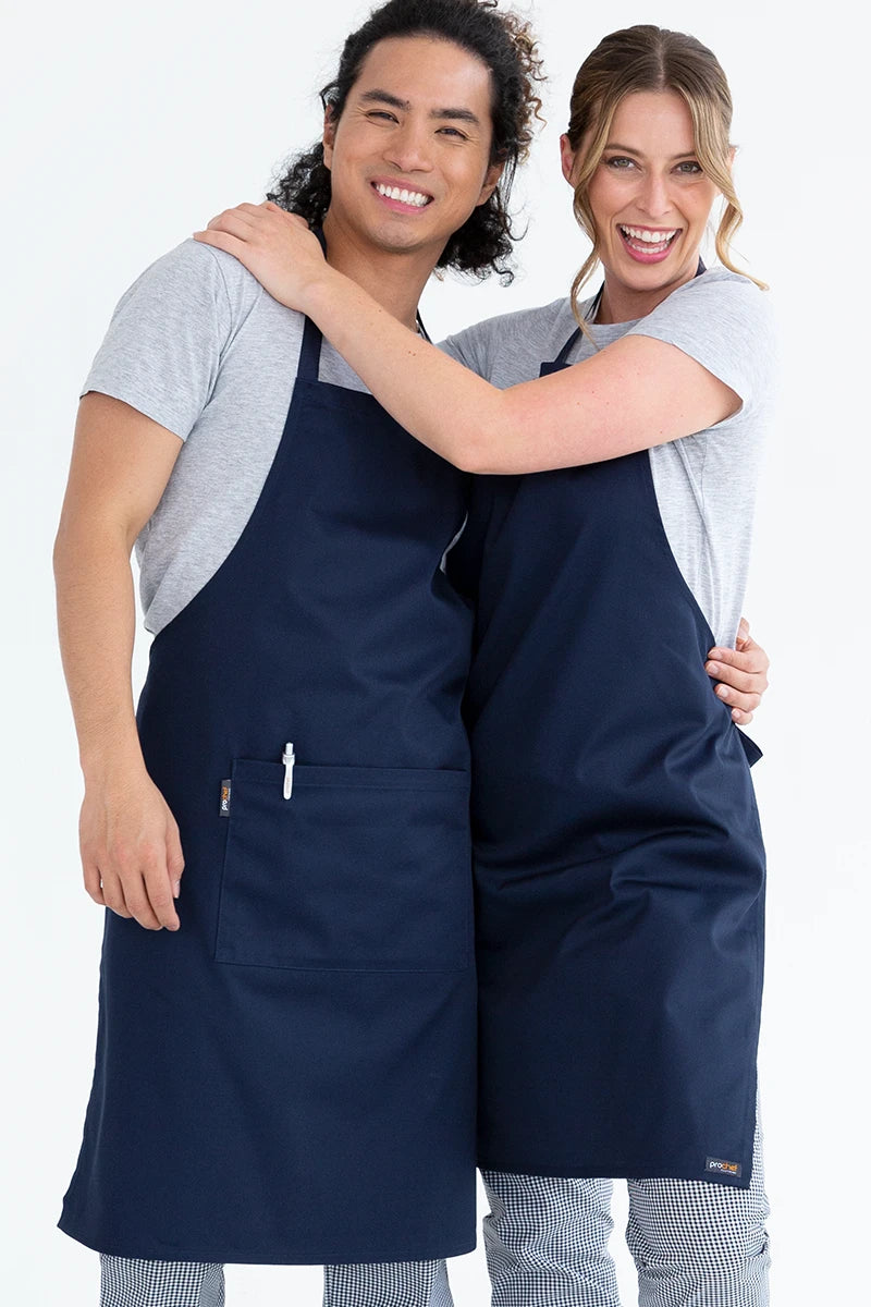 Aussie Chef Bib Apron W/Pocket - Navy