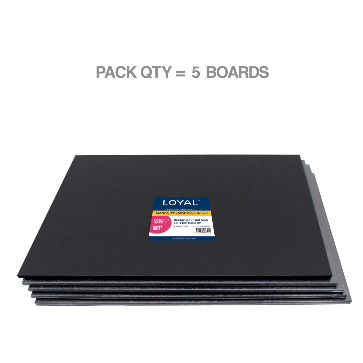 LOYAL Masonite Cake Board Rectangle Black 18 x 14 Inch / 46 x 35cm
