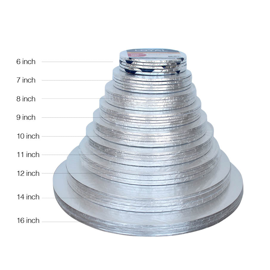LOYAL Masonite Cake Board Round Silver 16 Inch / 40cm